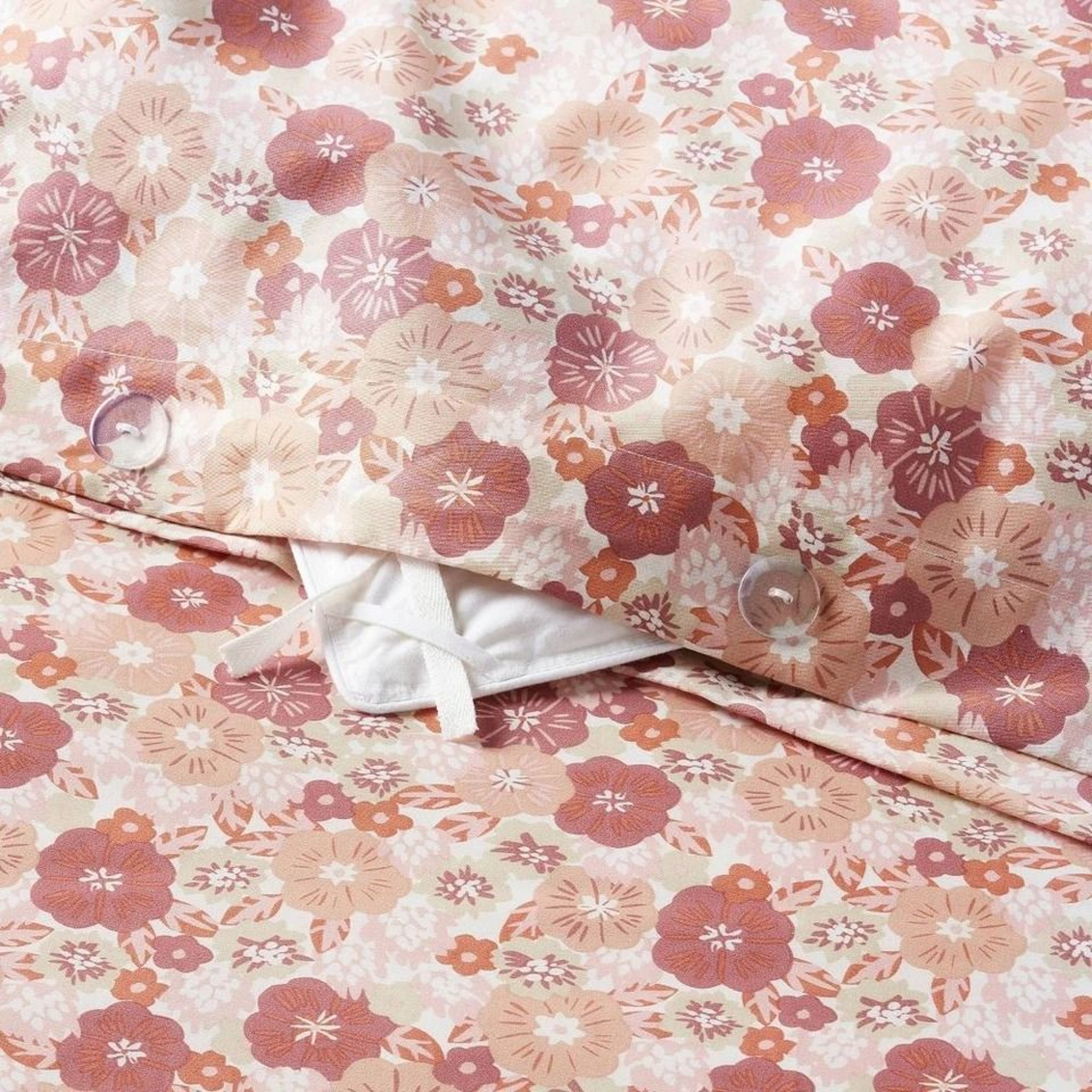 King Printed Easy Care Duvet Cover And Sham Set Copper Floral Light Pink Bedding Soft Sateen Machin 1