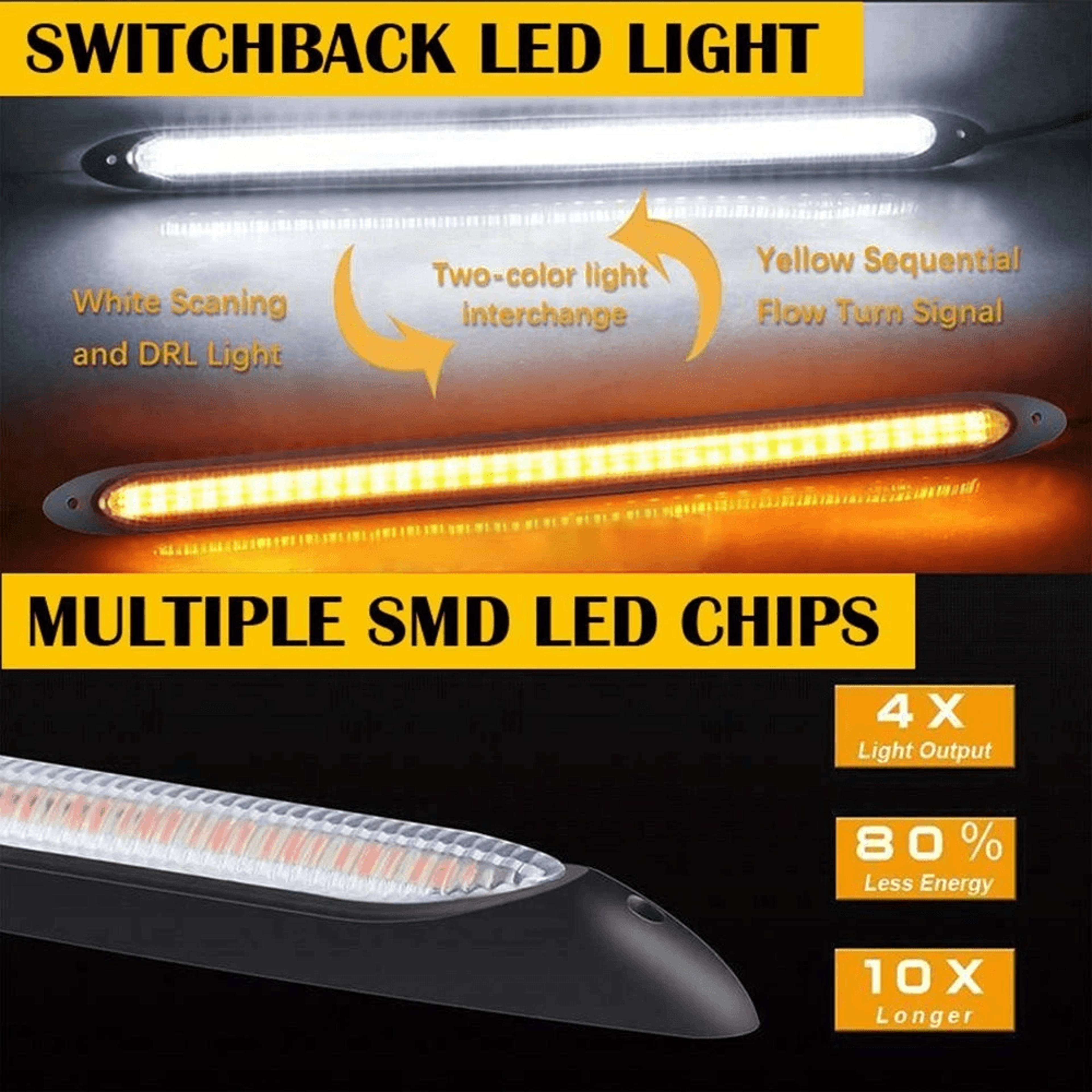 LED Daytime Running Light Strips For Cars Sequential Flow Turn Signal Lamp Waterproof LED Strip Hea