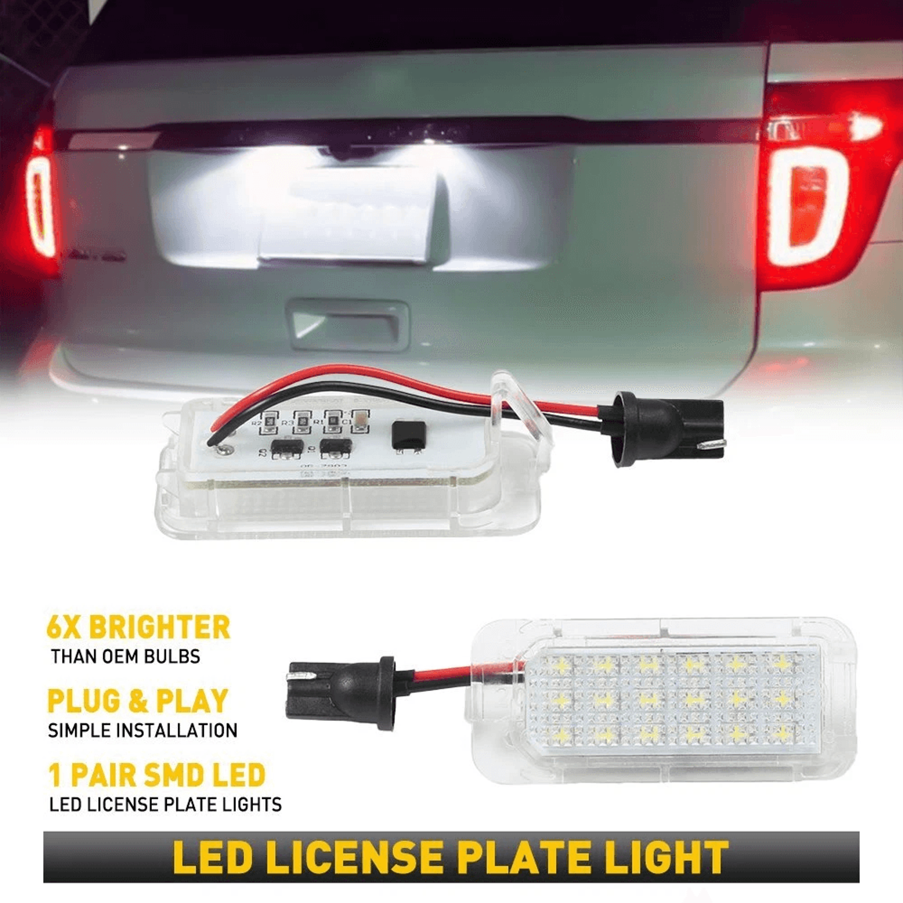 White SMD LED License Plate Light For Expedition Fusion DirectFit Replacement 9