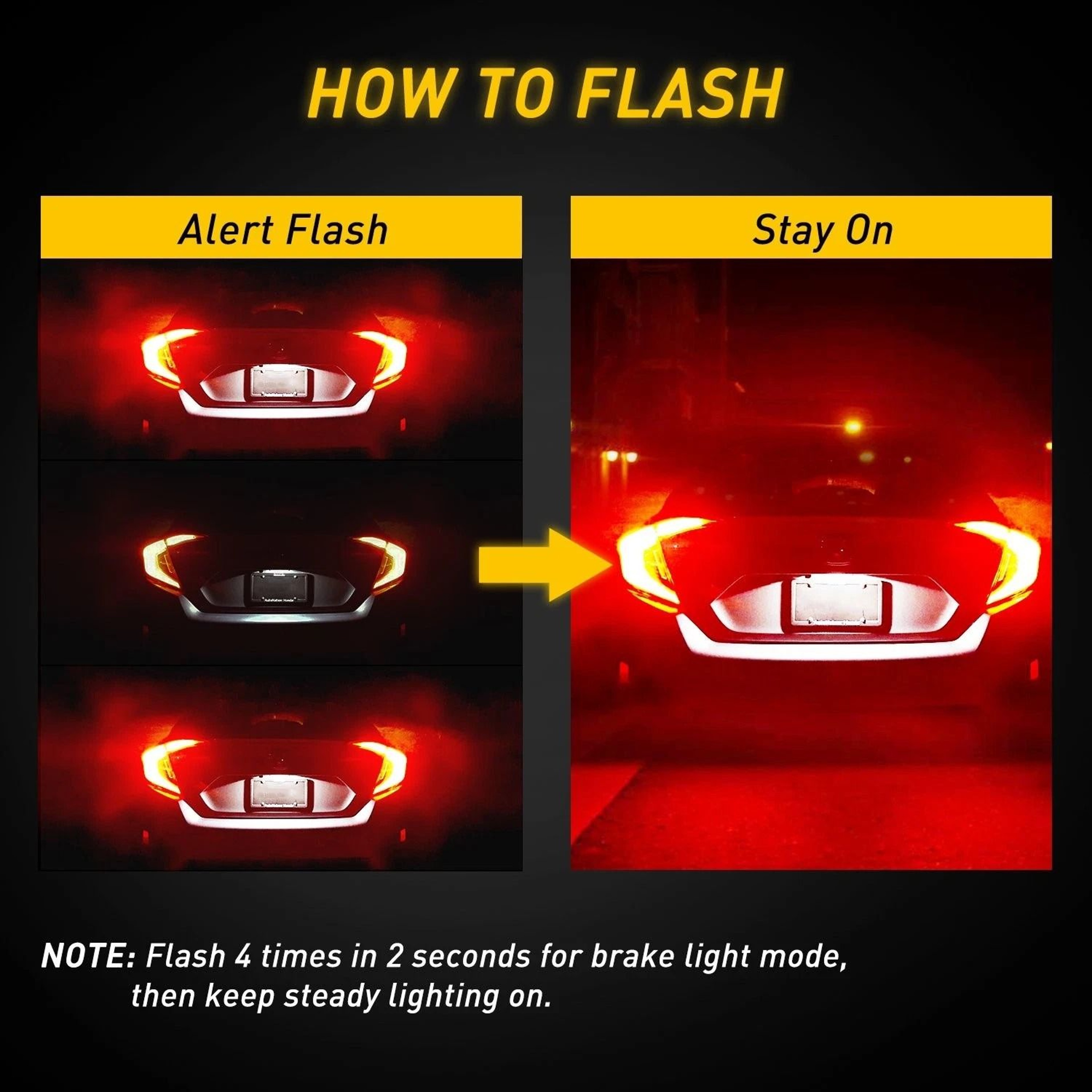 Red LED Bulb Strobe Flash Alert Bright Brake Tail Light 360 LED Chips Faster Rise Time For Enhanced 1