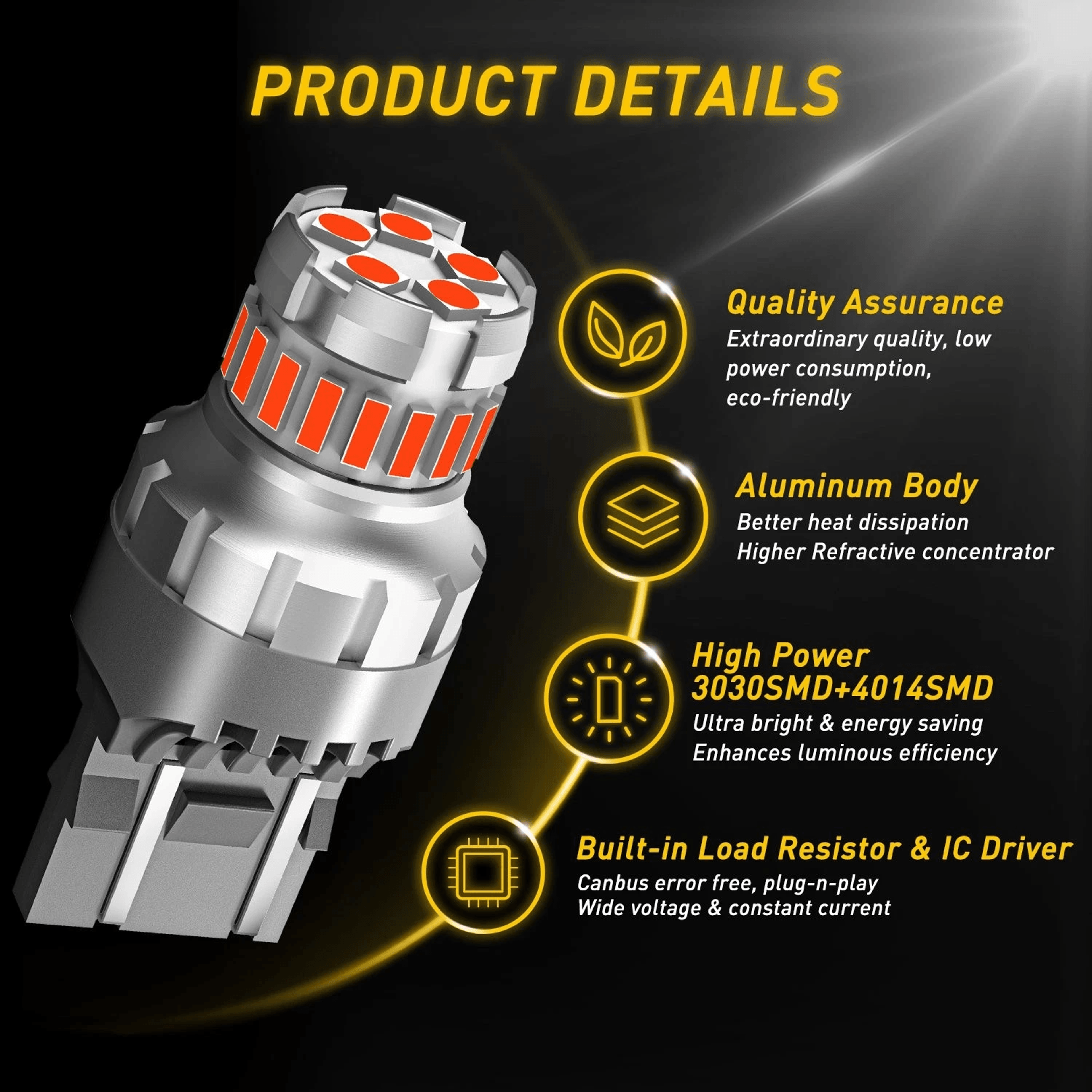 Red LED Bulb Strobe Flash Alert Bright Brake Tail Light 360 LED Chips Faster Rise Time For Enhanced 9