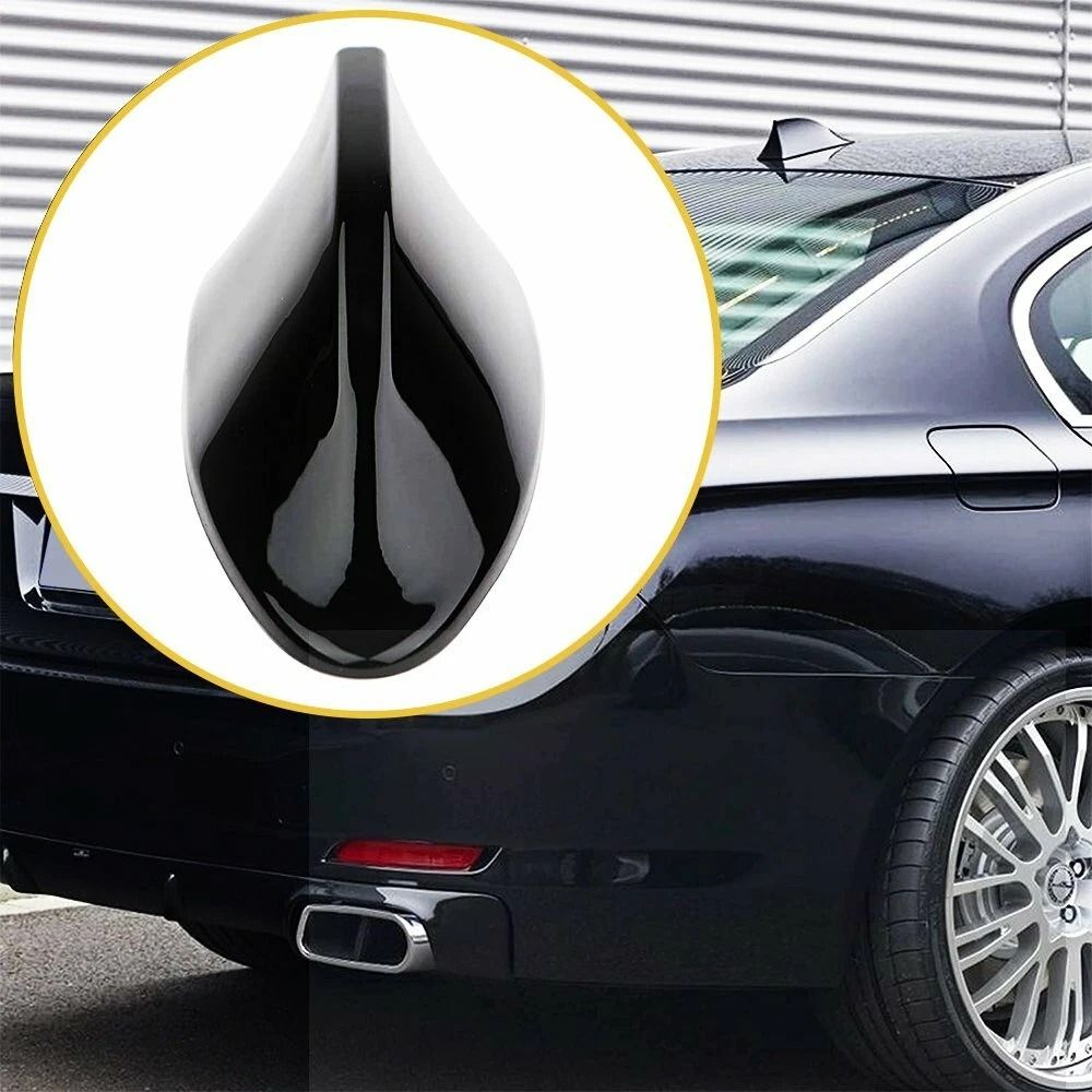 Roof Antenna Radio Upgrade BLACK Shark Fin Car FMAM Signal Aerial Accessories No Drill Install 0