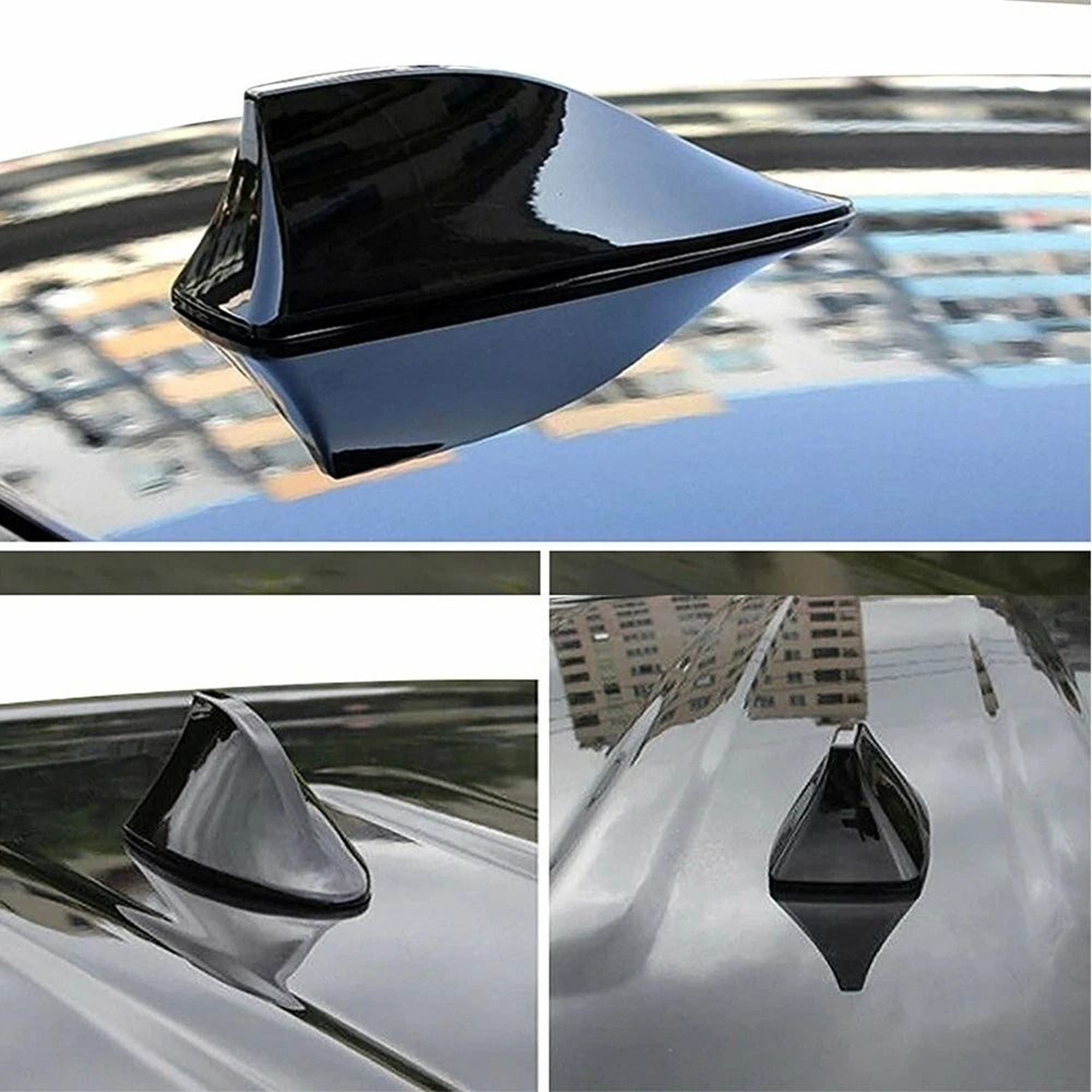 Roof Antenna Radio Upgrade BLACK Shark Fin Car FMAM Signal Aerial Accessories No Drill Install 3
