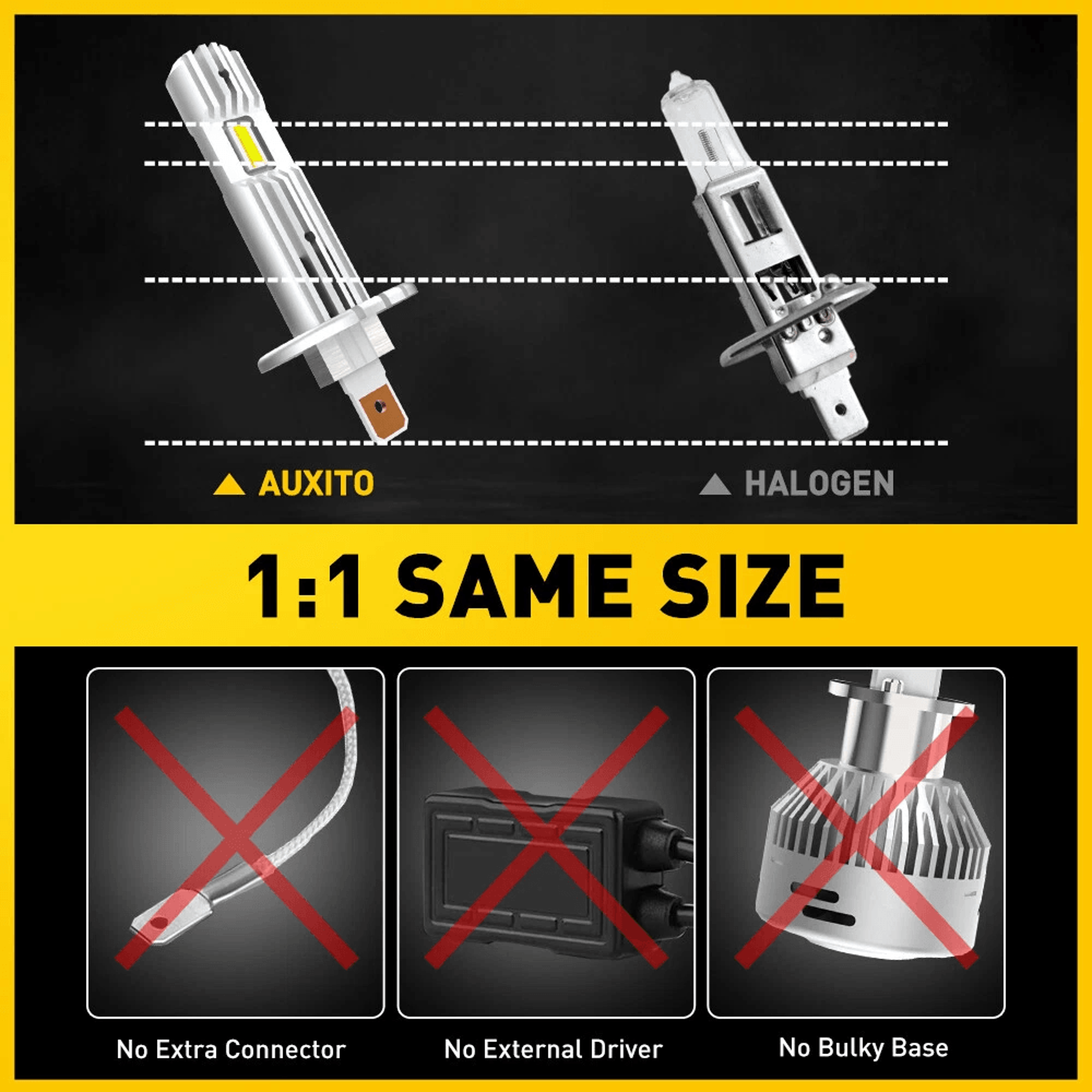 Bulb Conversion Kit White LED Headlight Low Beam 6500K Bright White Halogen Replacement Stable Outp 5