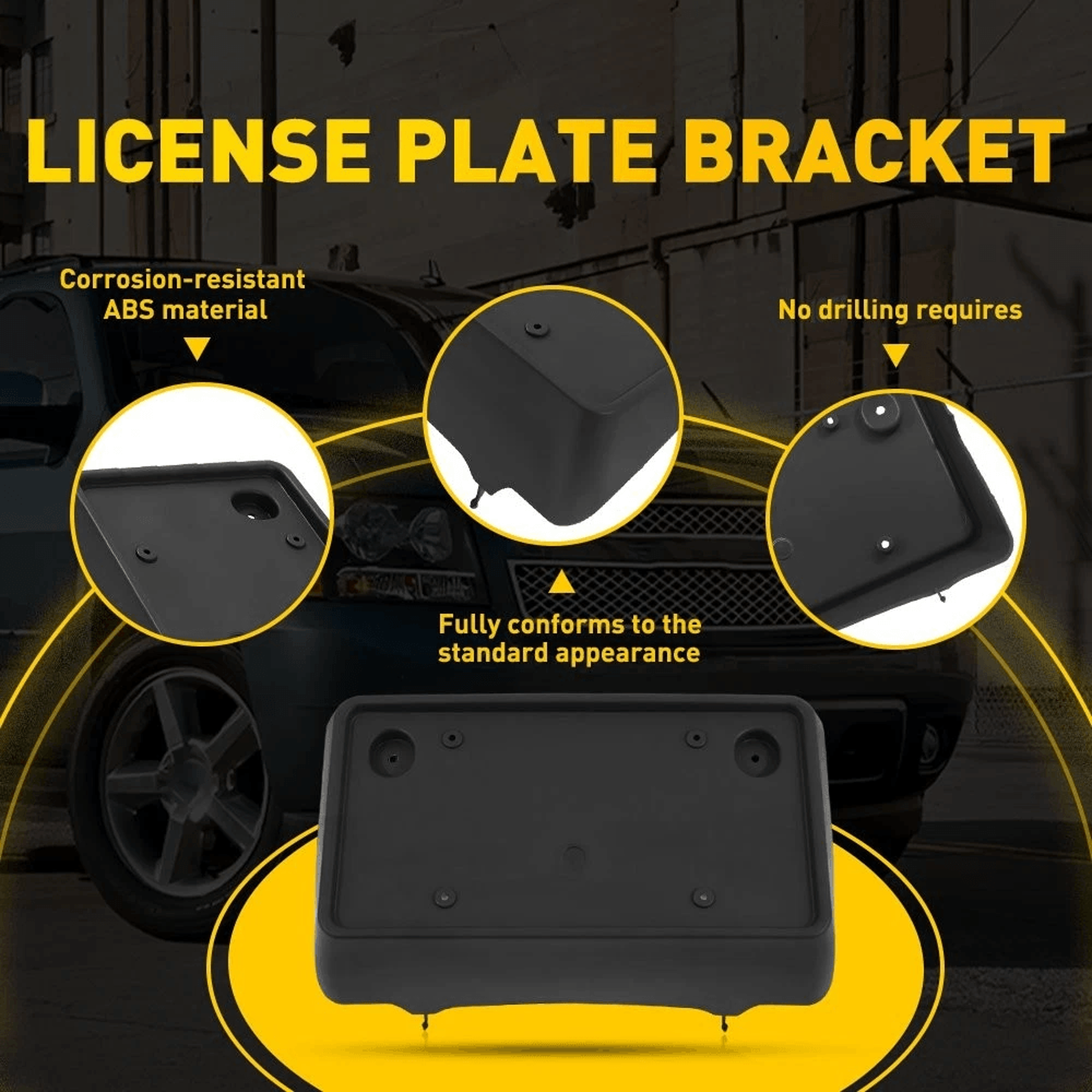 License Plate Front Bracket Durable ABS Easy Install 6