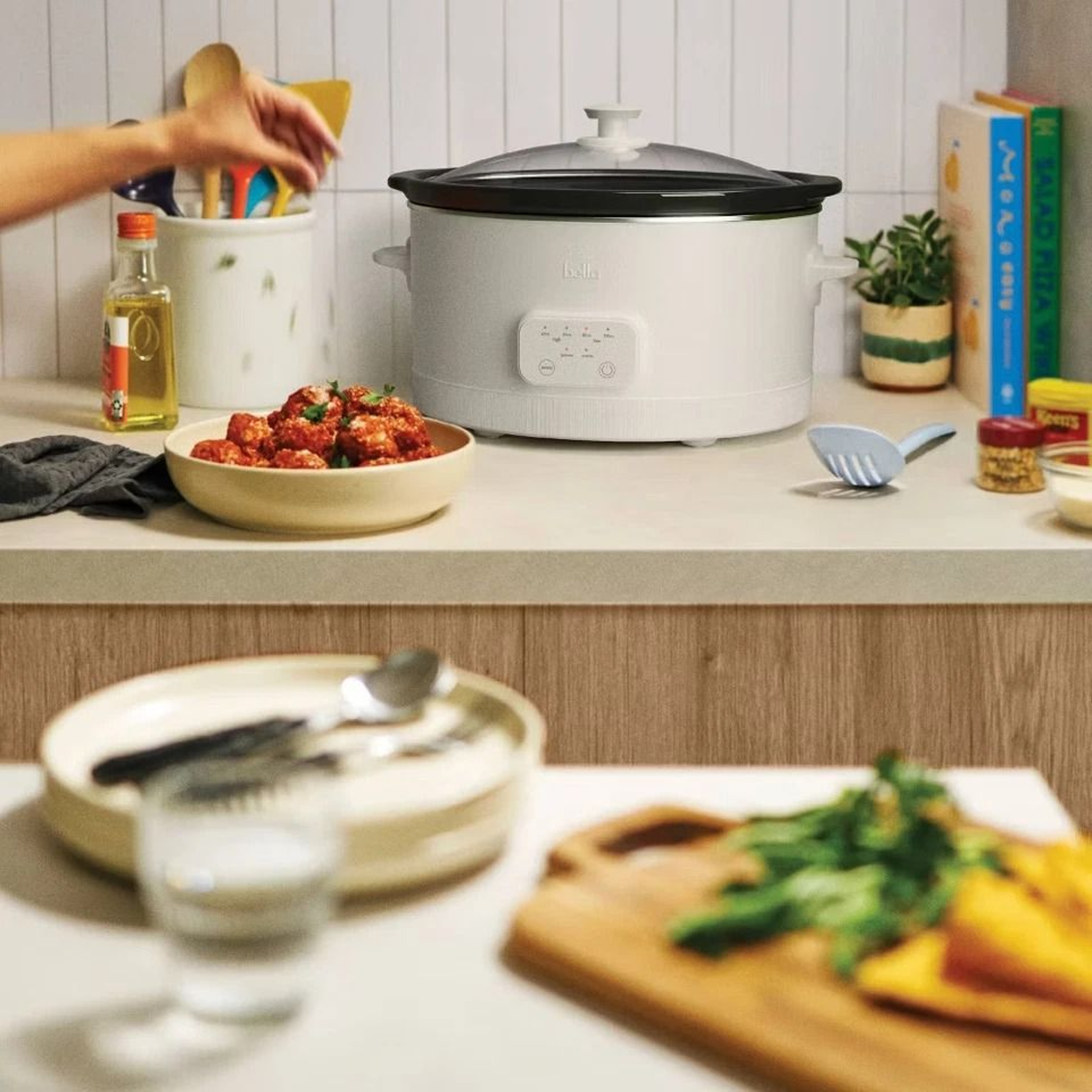 Ceramic Nonstick 6qt Programmable Slow Cooker Touch Controls Glass Lid 1