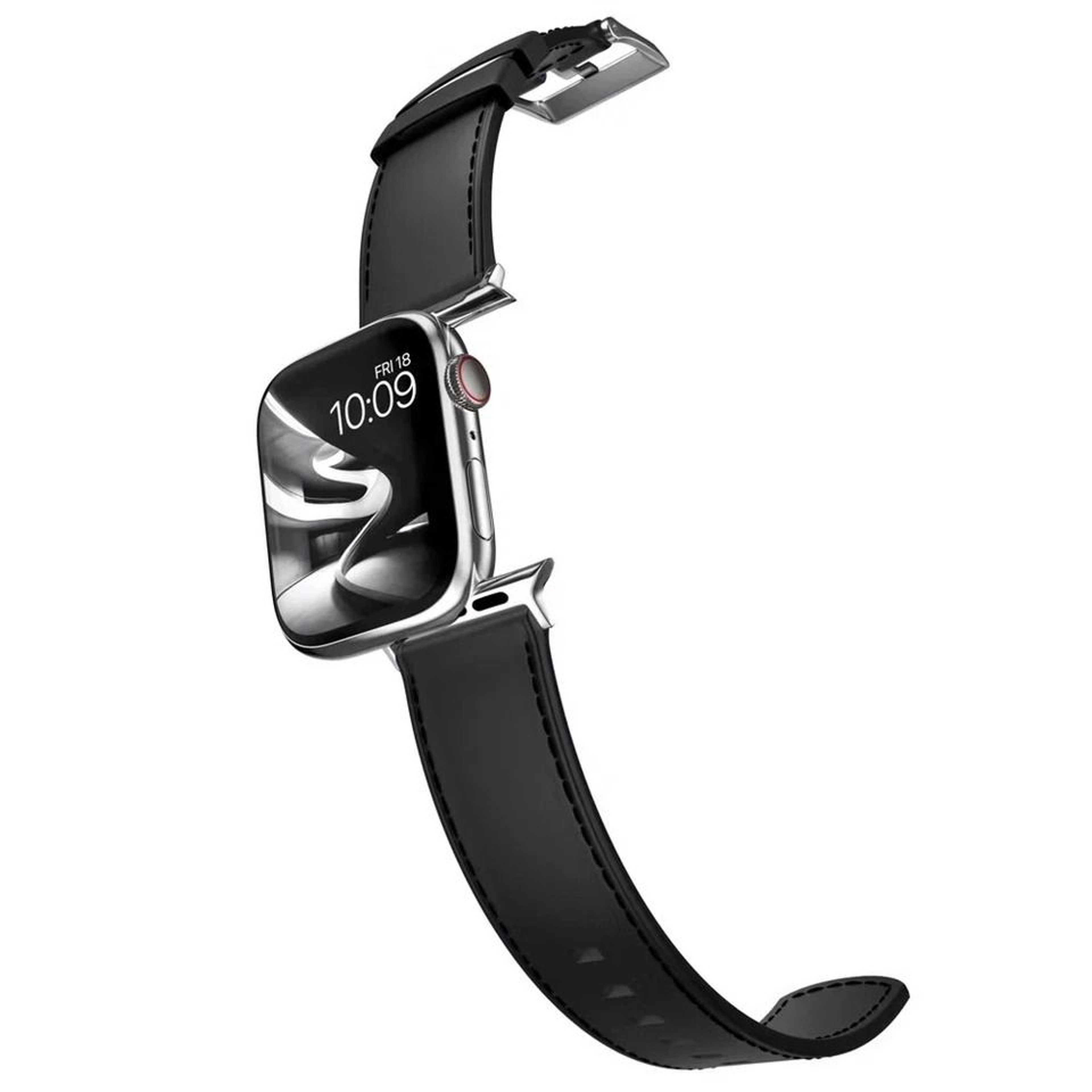 Genuine Leather Classic Watch Band Black Full Stitching Strap For Apple Watch All Series Universal  3