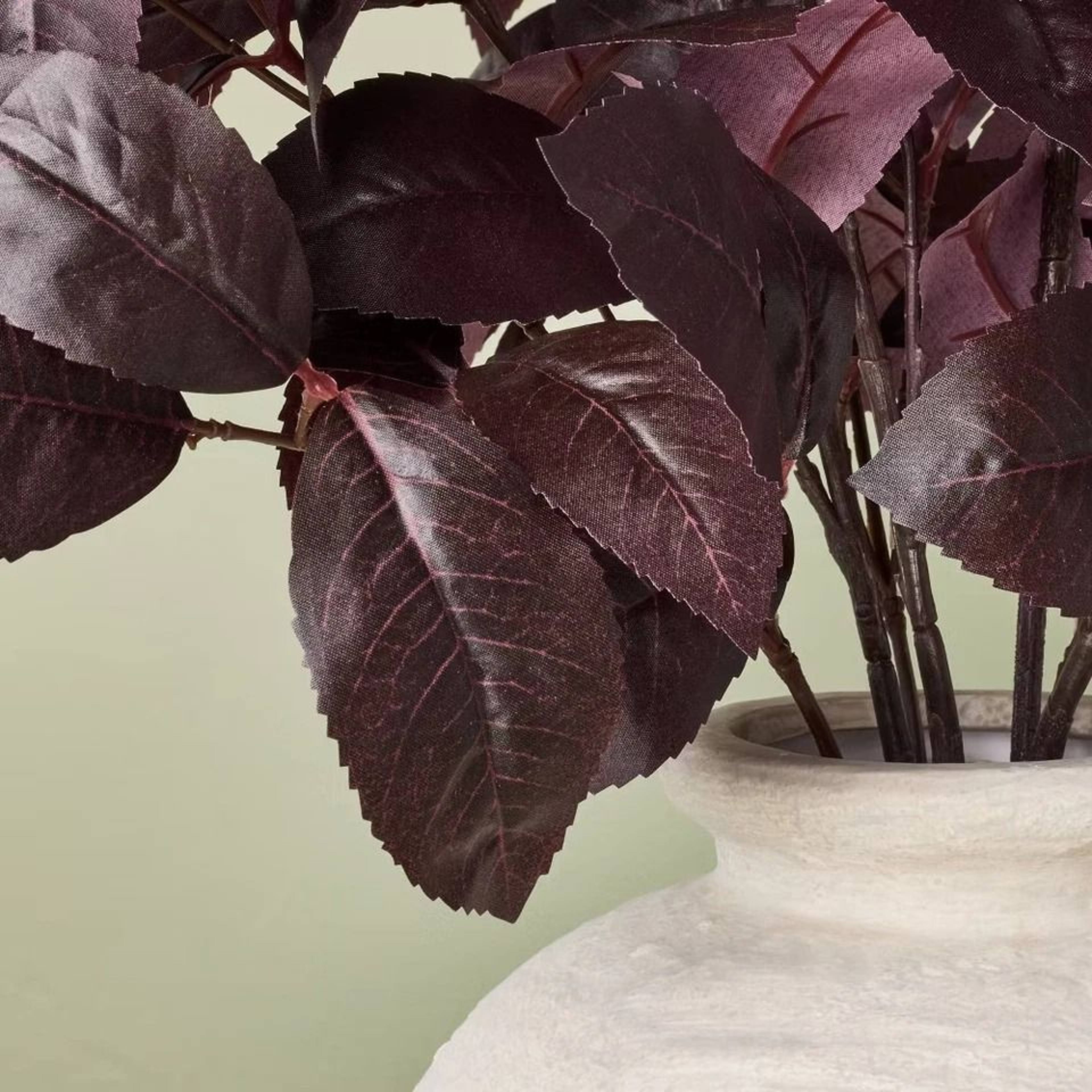 Hearth  Hand With Magnolia Black Plum Leaf Artificial Fall Arrangement Faux Plant White Ceramic Con 2