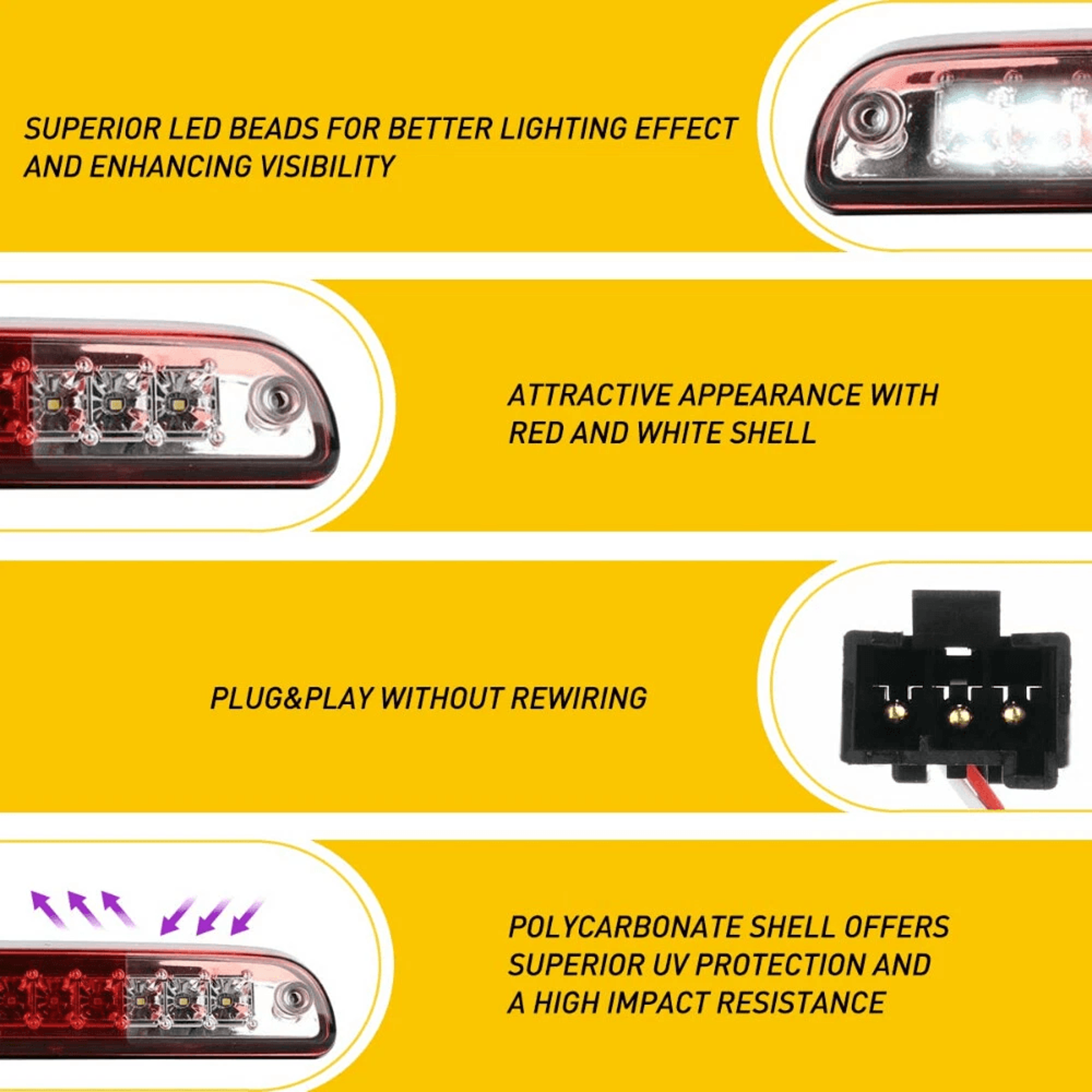 Clear Black LED Third Brake Light EnergySaving Long Lifetime 5