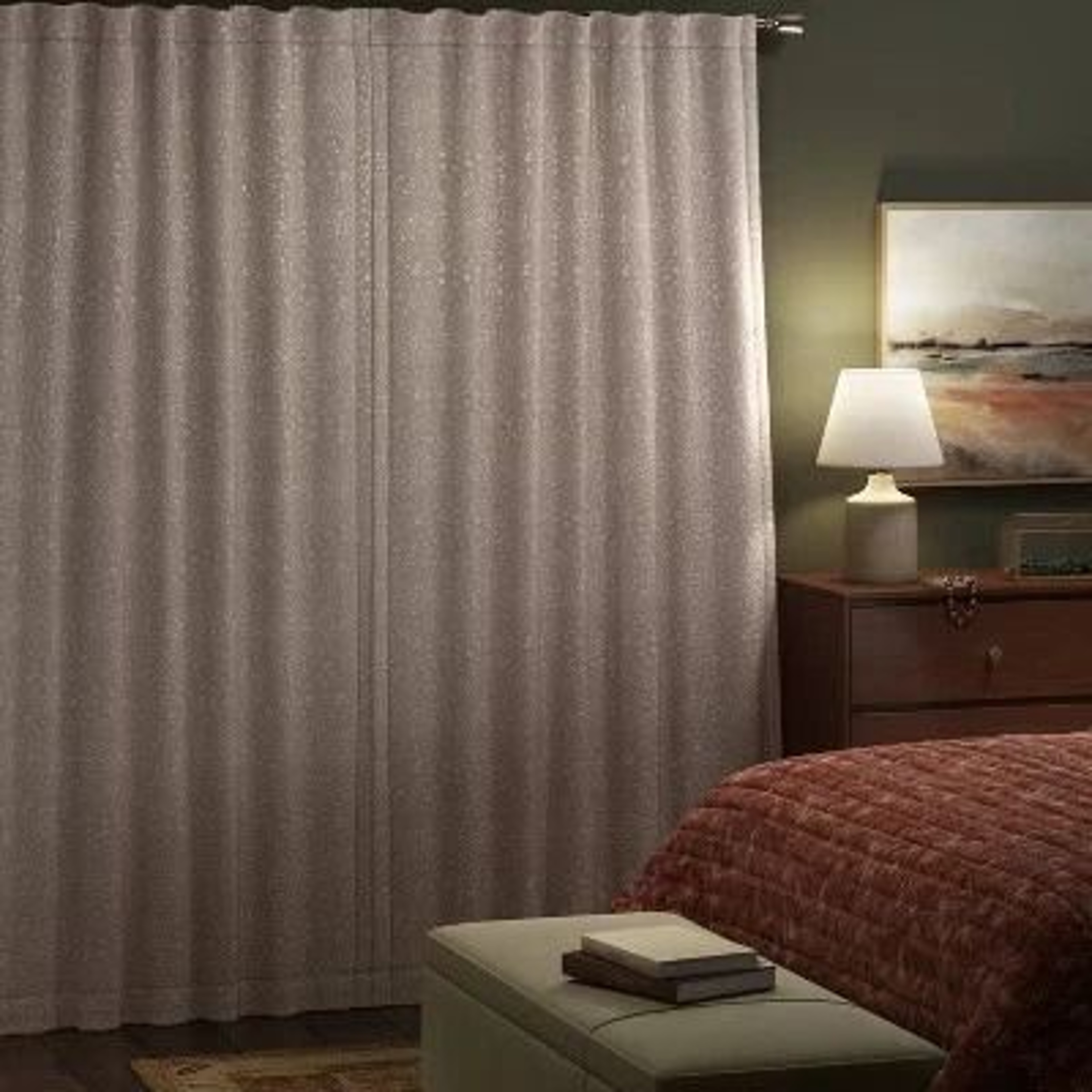 Threshold Blackout Embossed Velvet Curtain Panel Brown Blocks Light Rod Pocket Design Machine Washa 4