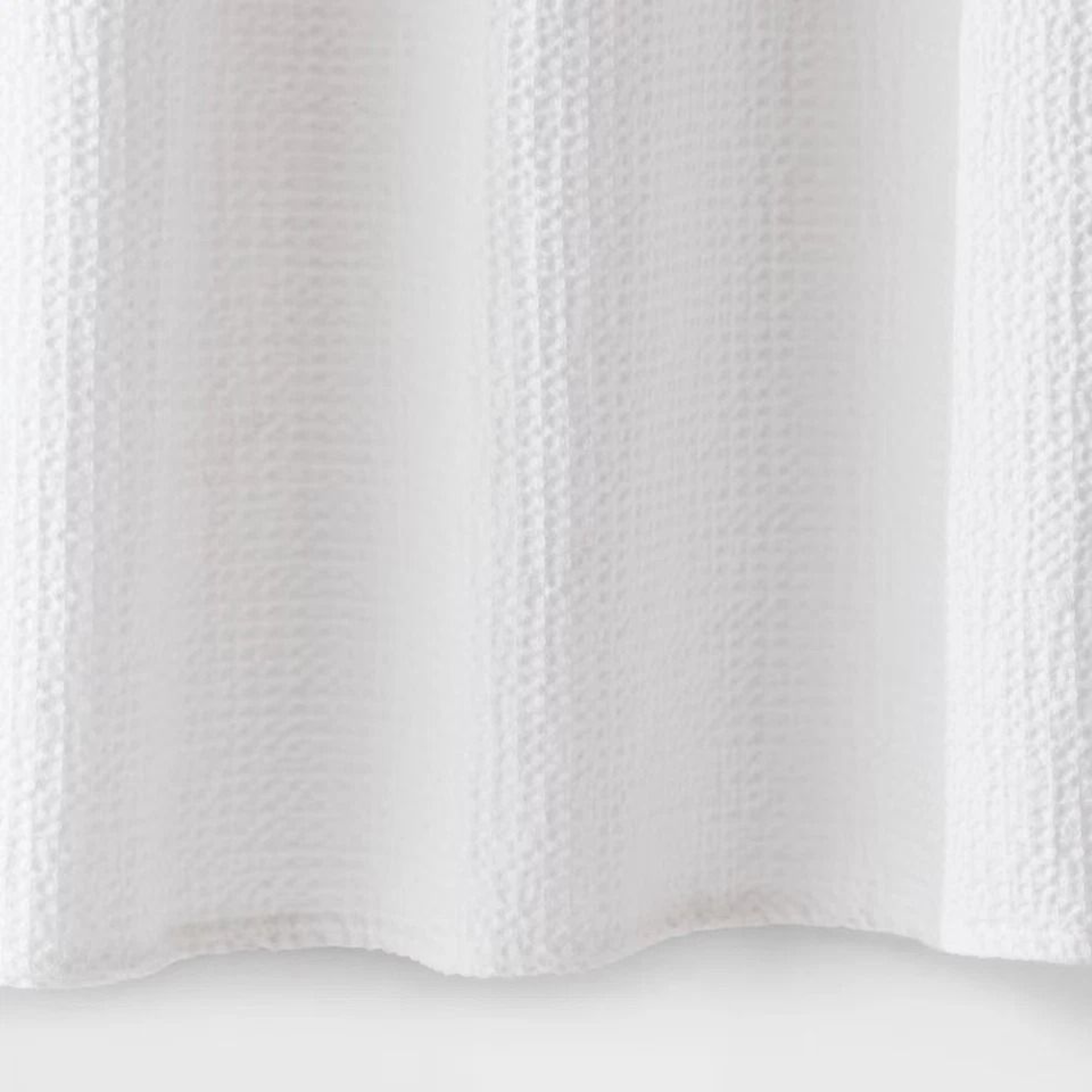 Oversized Relaxed WaffleWeave Shower Curtain White Cotton Buttonhole Top Machine Washable 1