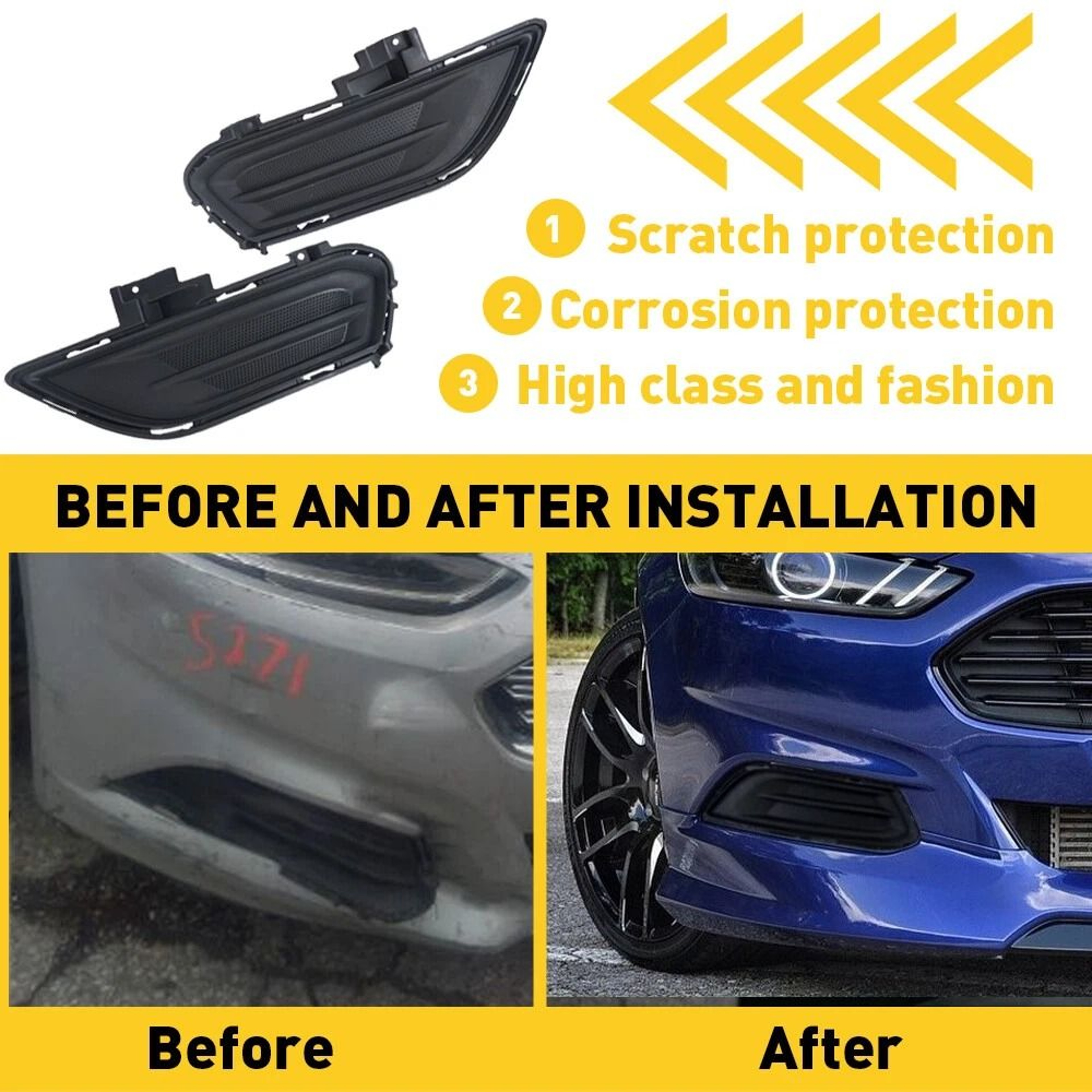 Right  Left FOG LAMP COVER Pair Durable ABS For Easy Installation 11