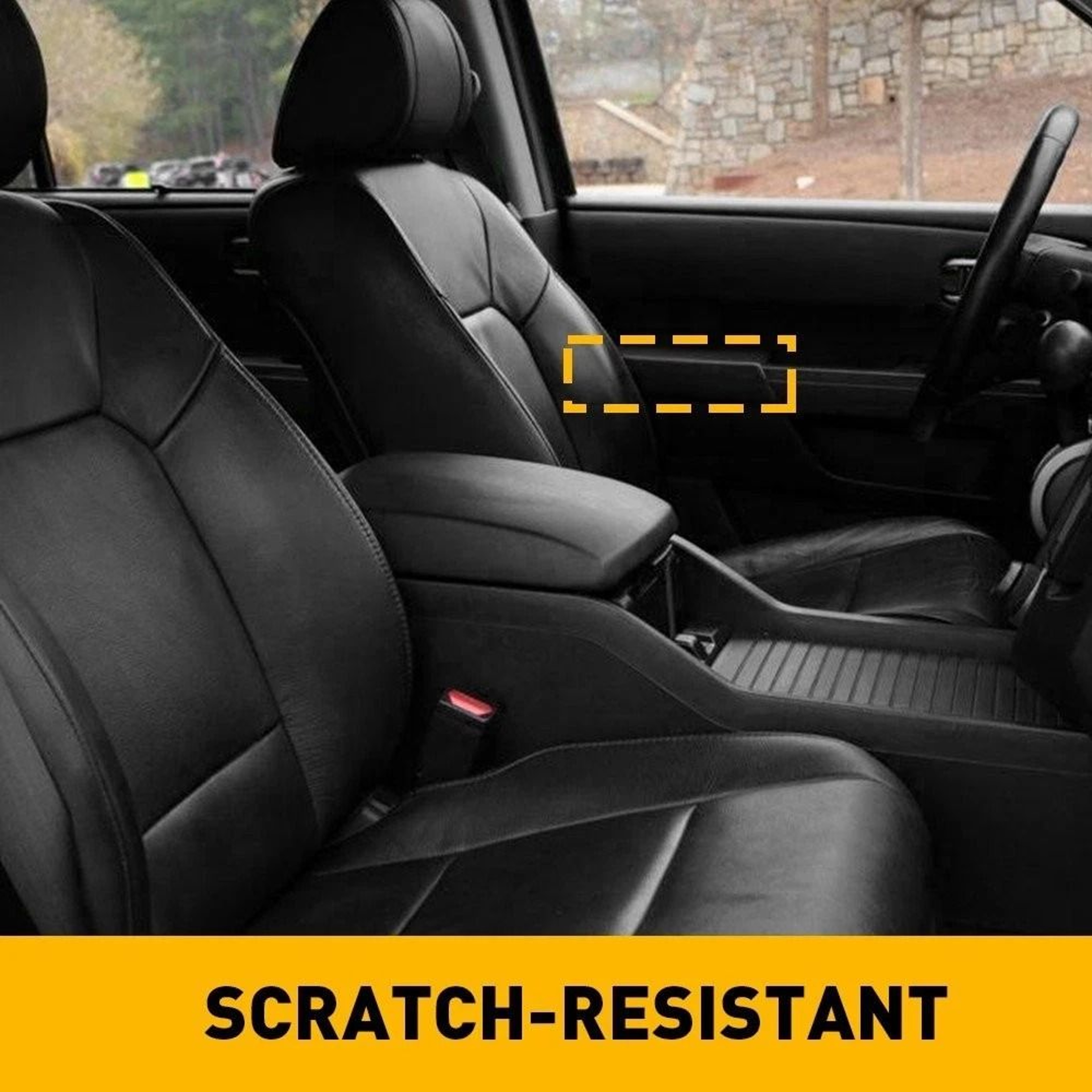 Black Leather Front Door Panels Armrest Cover  Scratch Resistant Soft  Comfortable 6