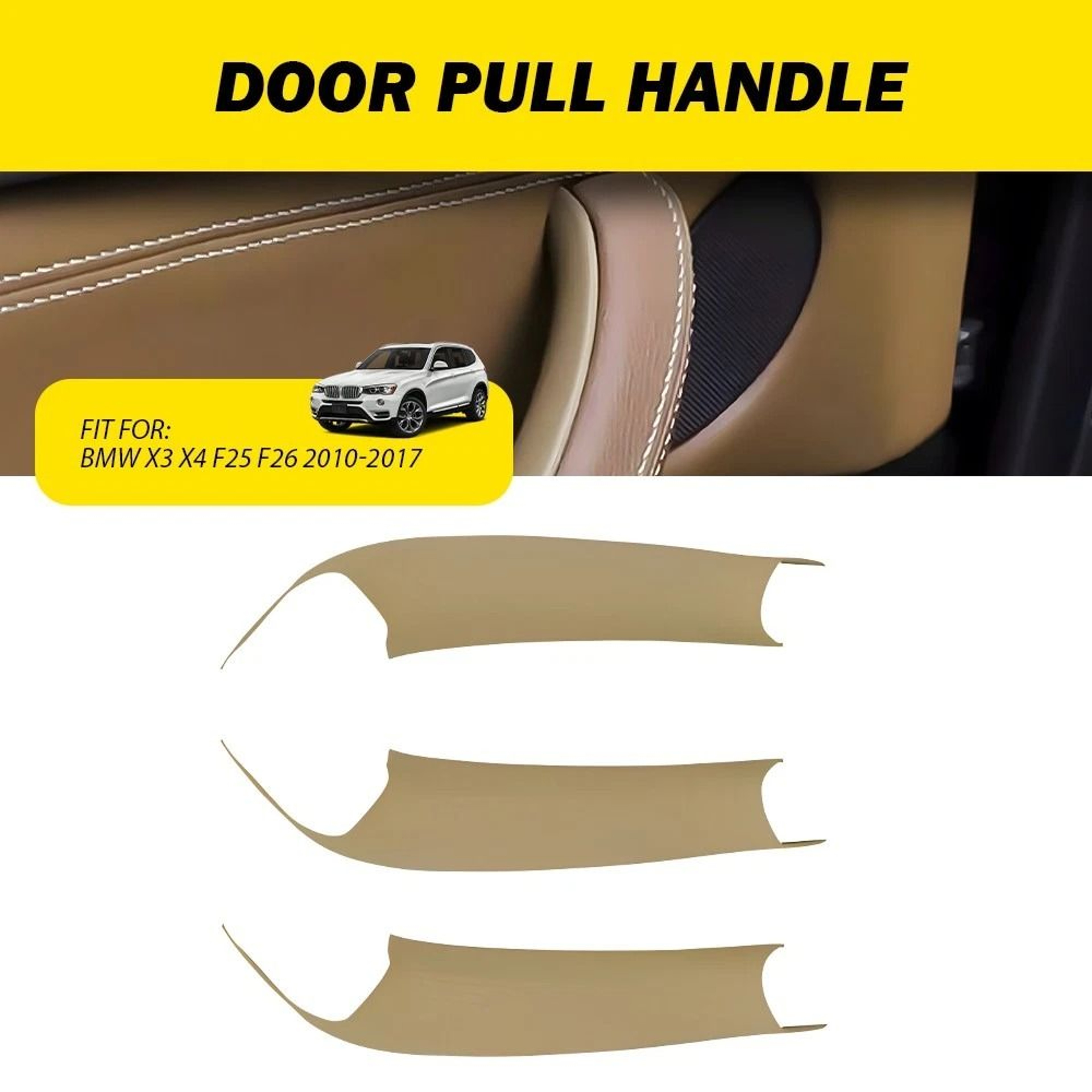 Beige Interior Door Handle Trim Pull Cover Easy Installation Replacement 1
