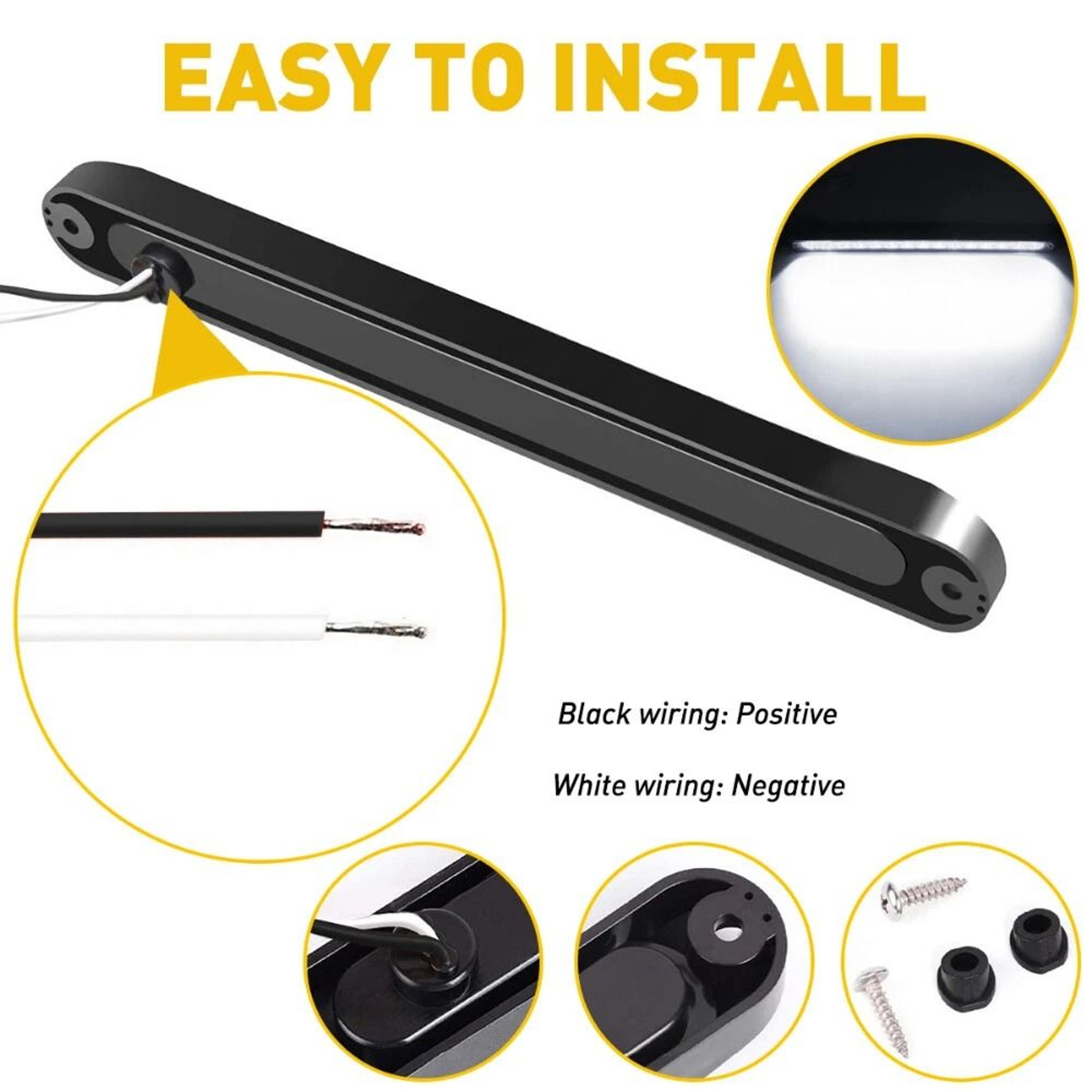 LED Tail Strip Light Bar White Sealed Reverse Backup Turn Light 4