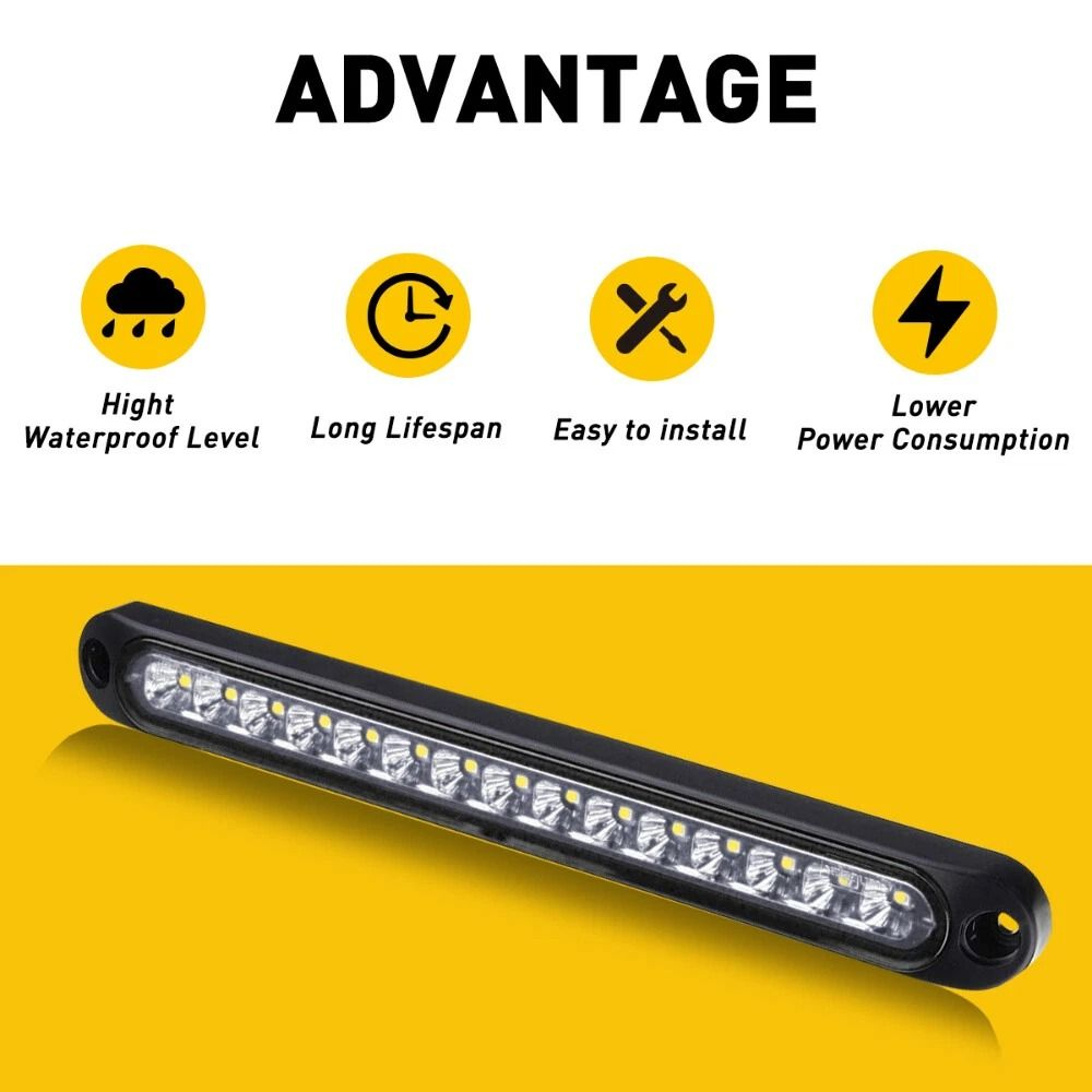 LED Tail Strip Light Bar White Sealed Reverse Backup Turn Light 5