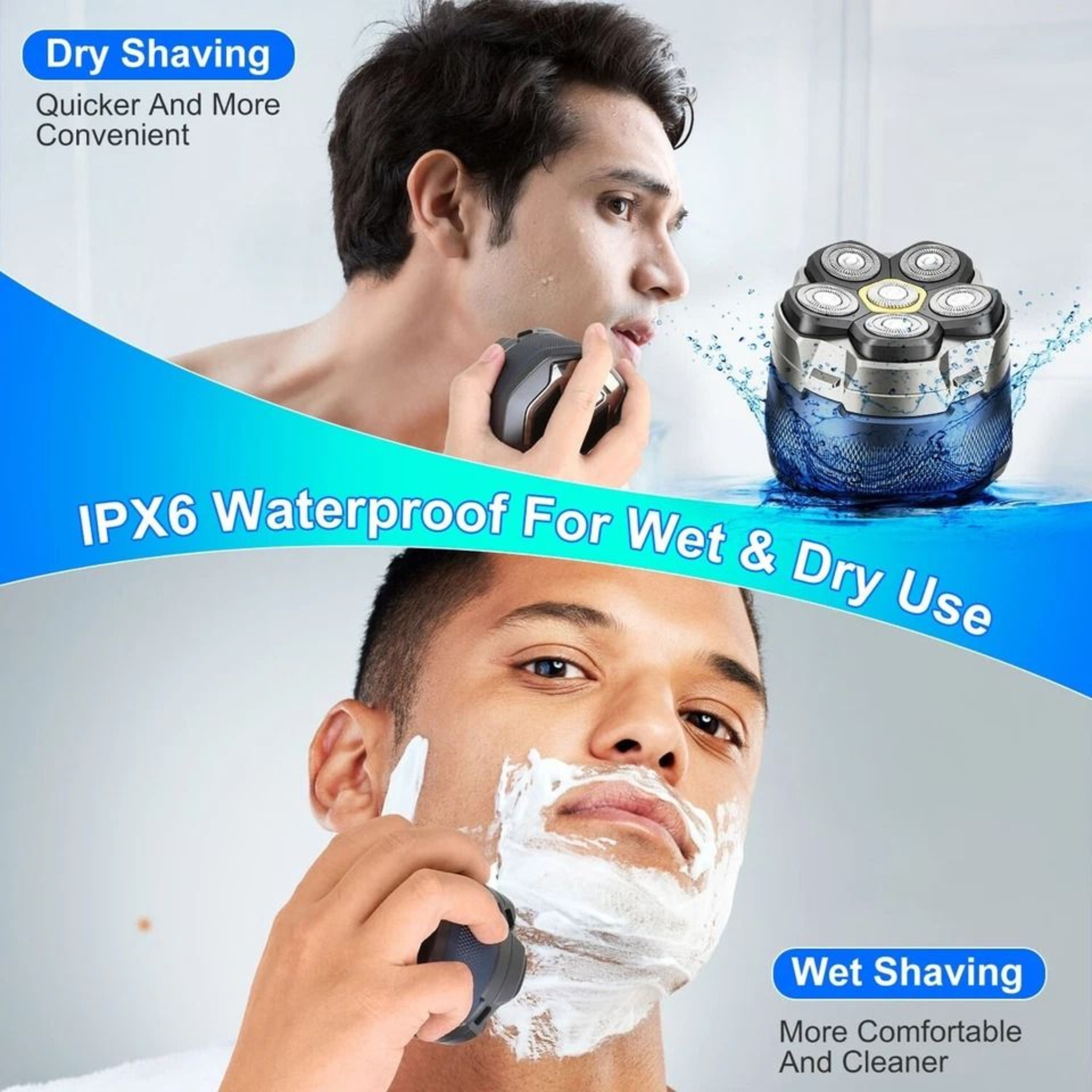 Magnetic Floating Electric Head Shaver Waterproof Razor For Wet Dry Shaving LED Display Fast Chargi 10