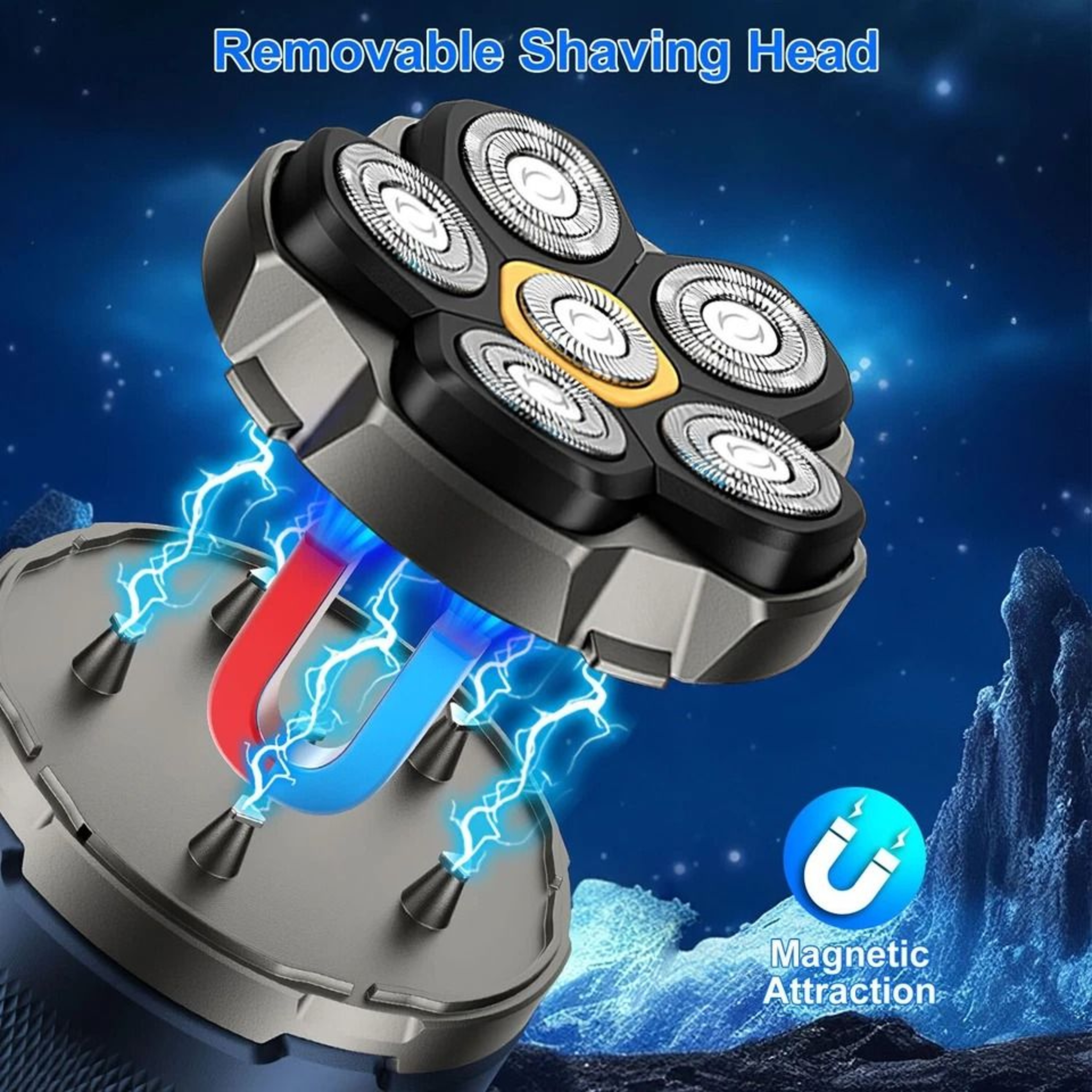 Magnetic Floating Electric Head Shaver Waterproof Razor For Wet Dry Shaving LED Display Fast Chargi 11