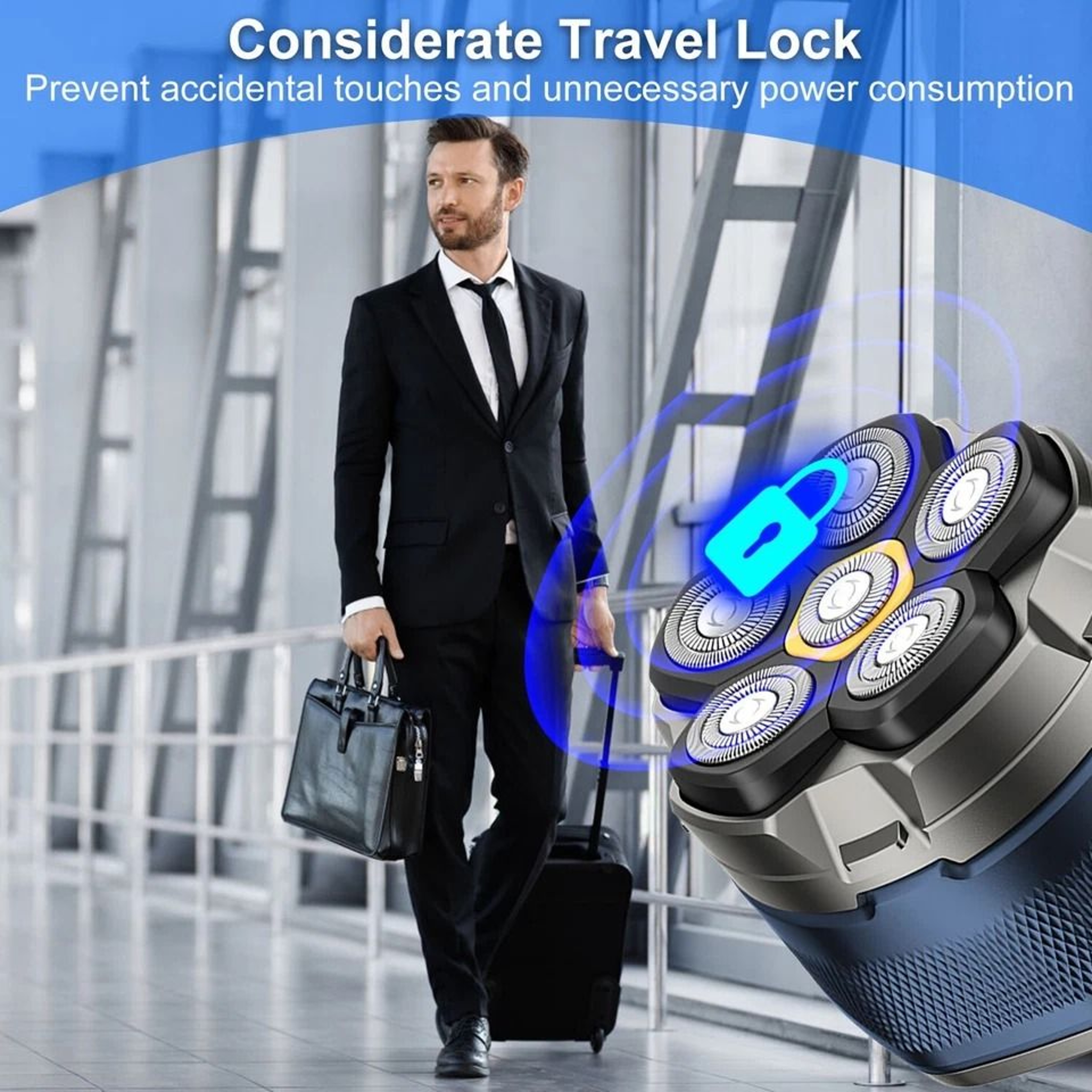 Magnetic Floating Electric Head Shaver Waterproof Razor For Wet Dry Shaving LED Display Fast Chargi 6