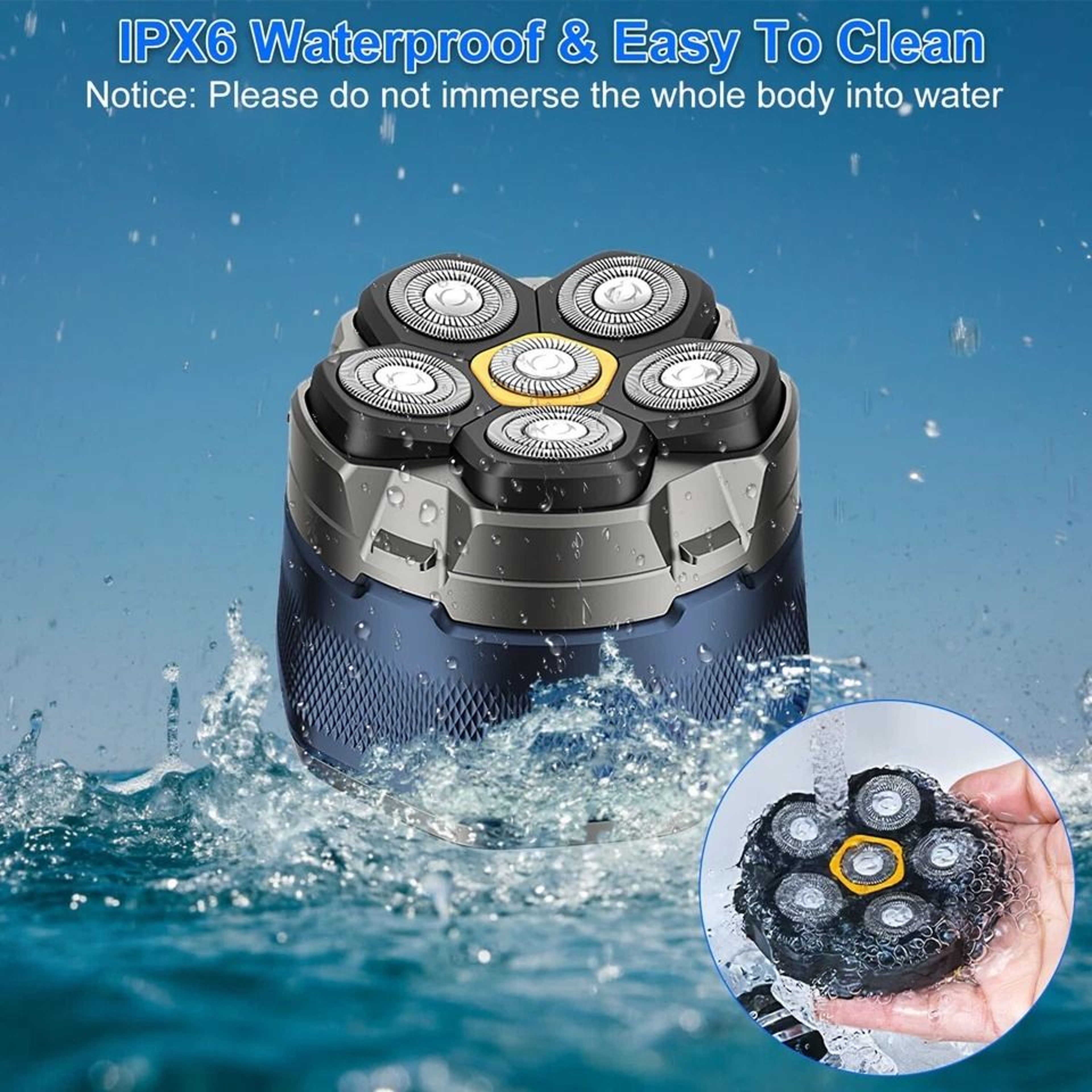 Magnetic Floating Electric Head Shaver Waterproof Razor For Wet Dry Shaving LED Display Fast Chargi 8