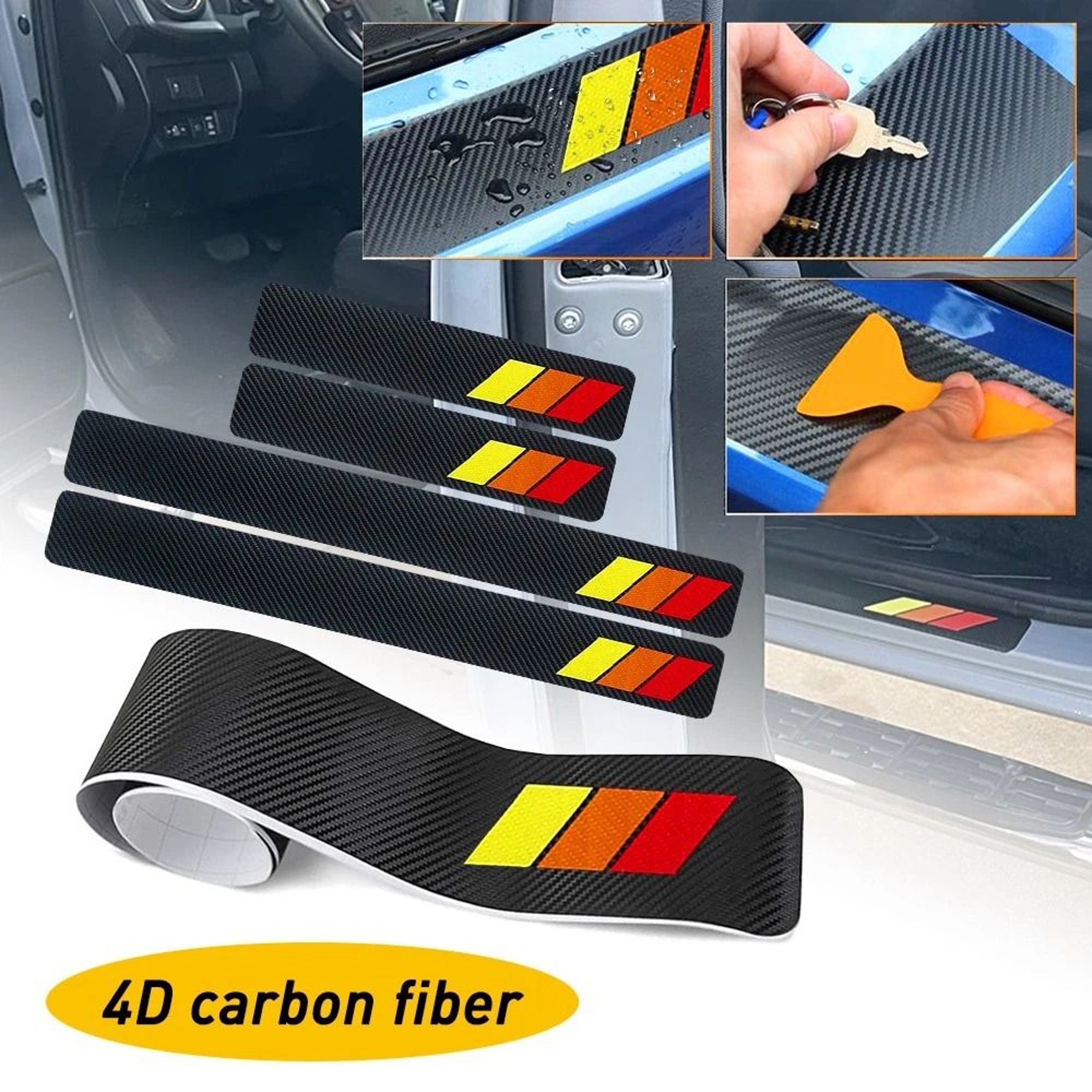Carbon Fiber Door Sill Protector Rear Bumper Cover AntiScratch Step Plate 1