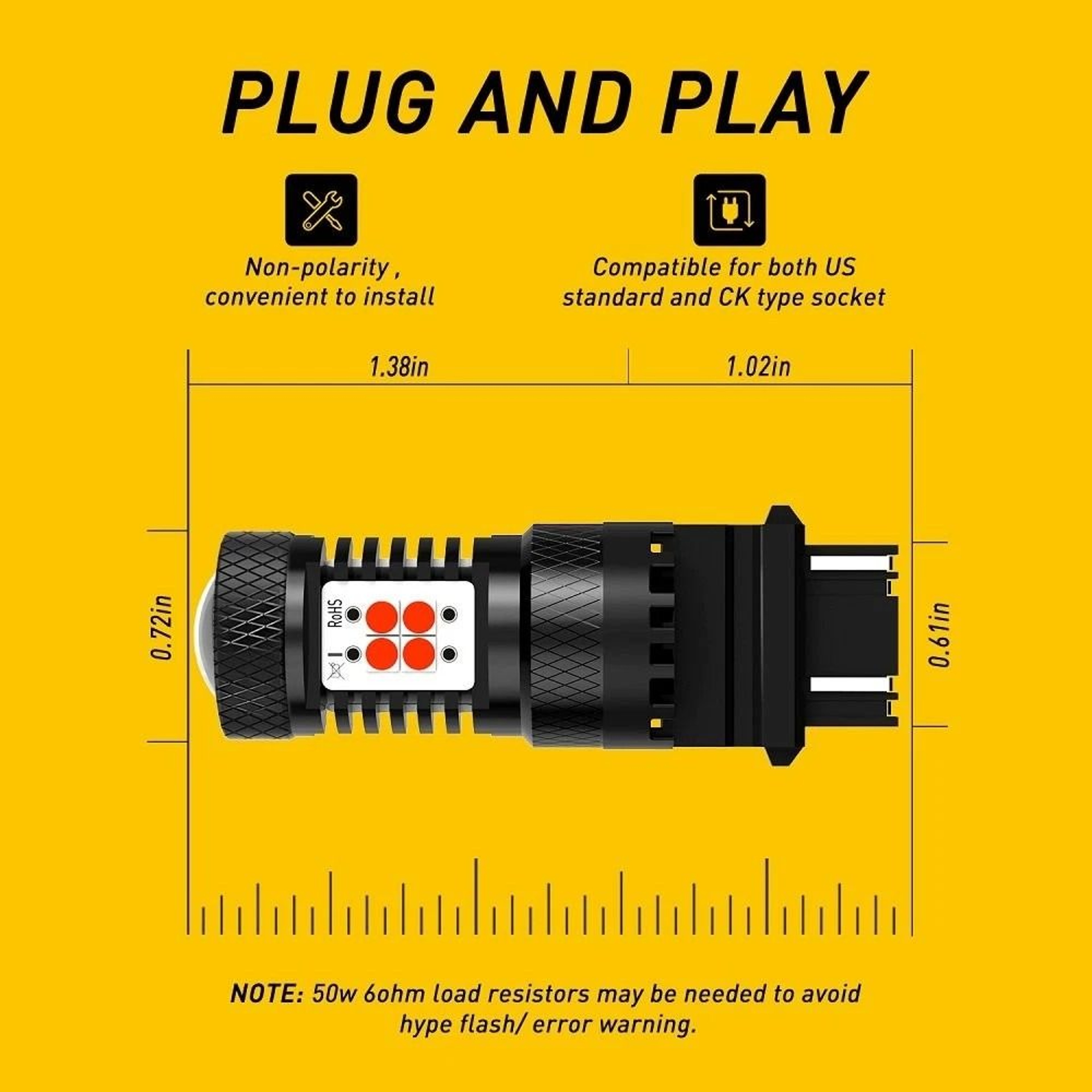 LED Stop Tail Brake Light Bulbs Pure Red Wide Voltage Aluminum Alloy 2