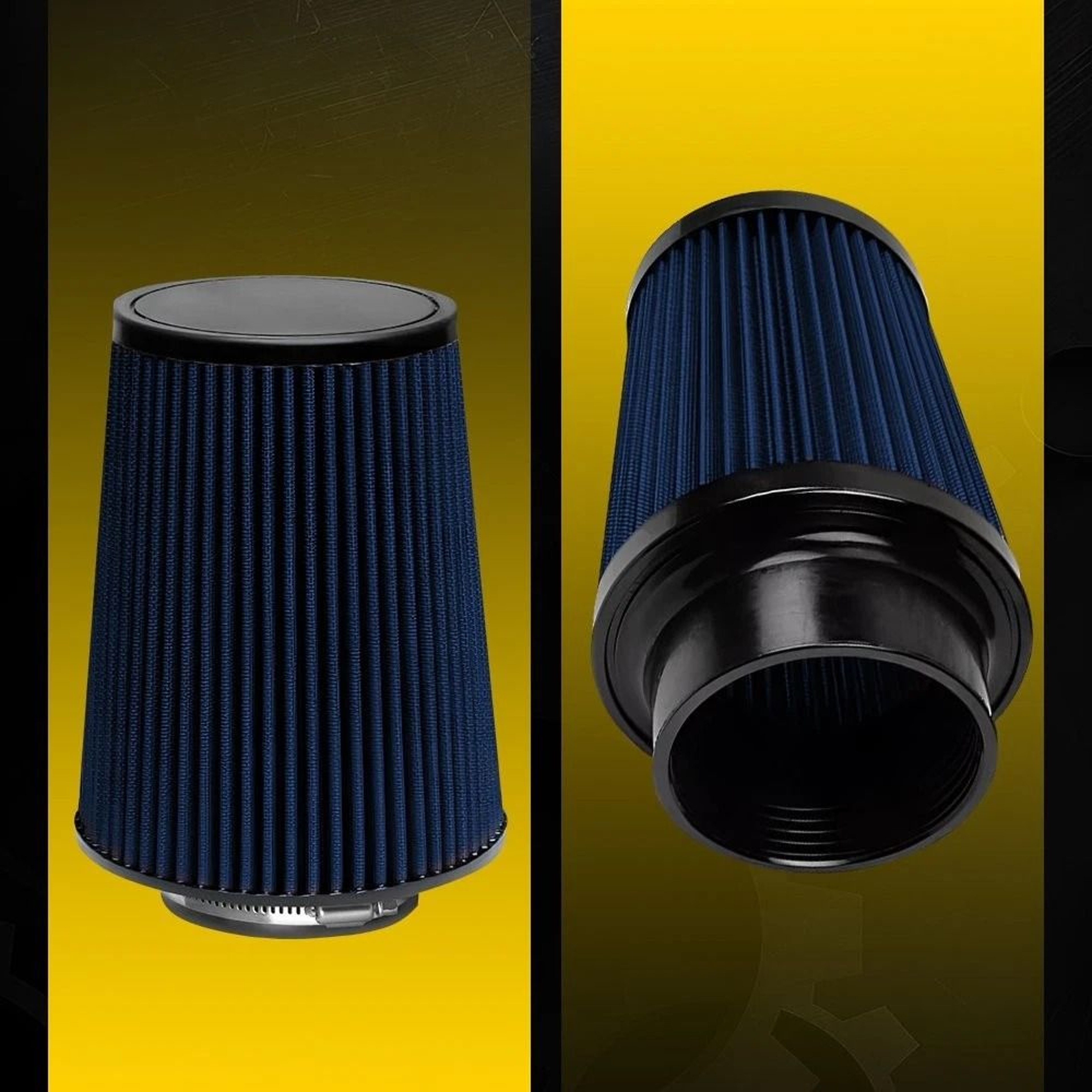 Long Performance BLUE Truck High Flow Cold Air Intake Cone Dry Filter Universal Fit 5