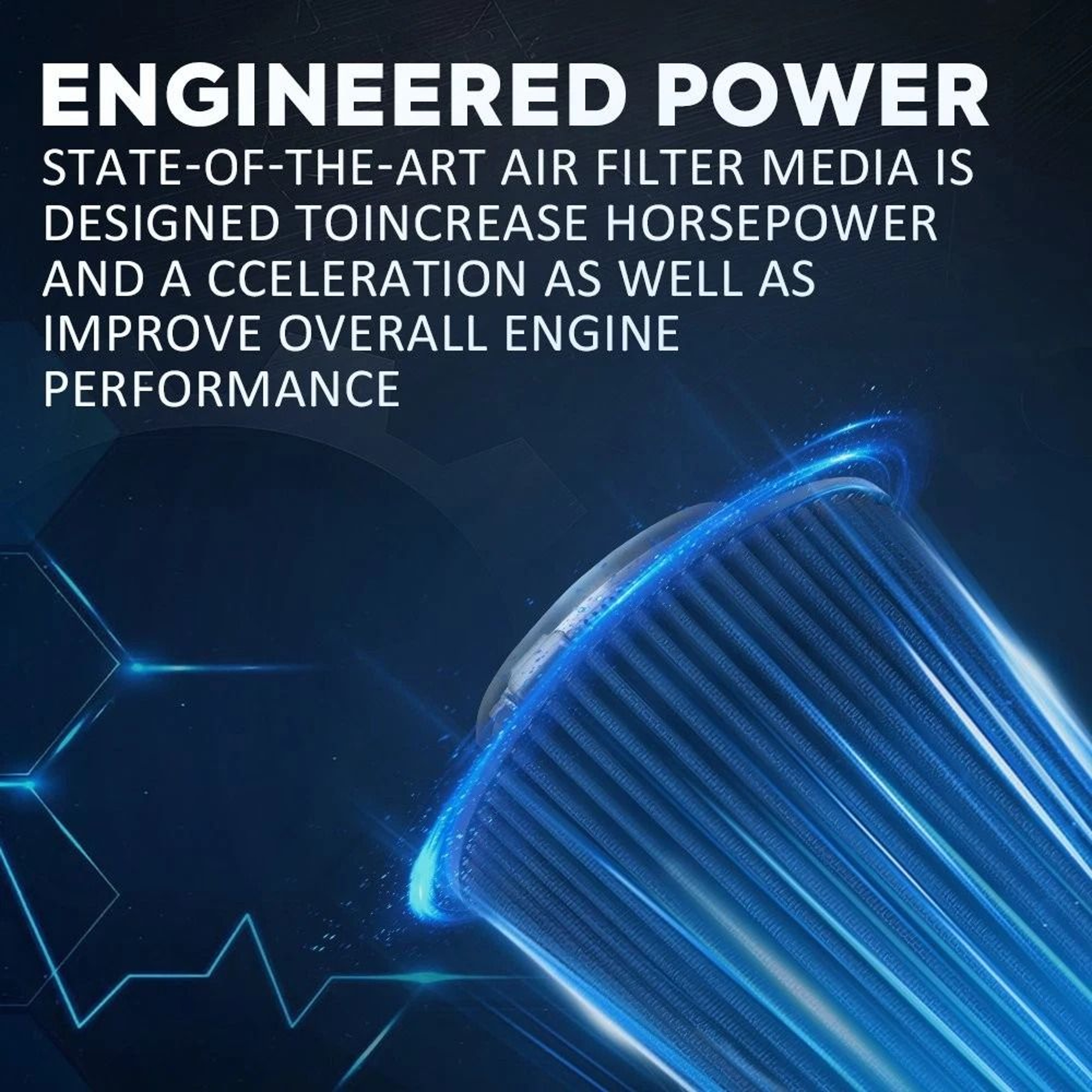 Long Performance BLUE Truck High Flow Cold Air Intake Cone Dry Filter Universal Fit 6