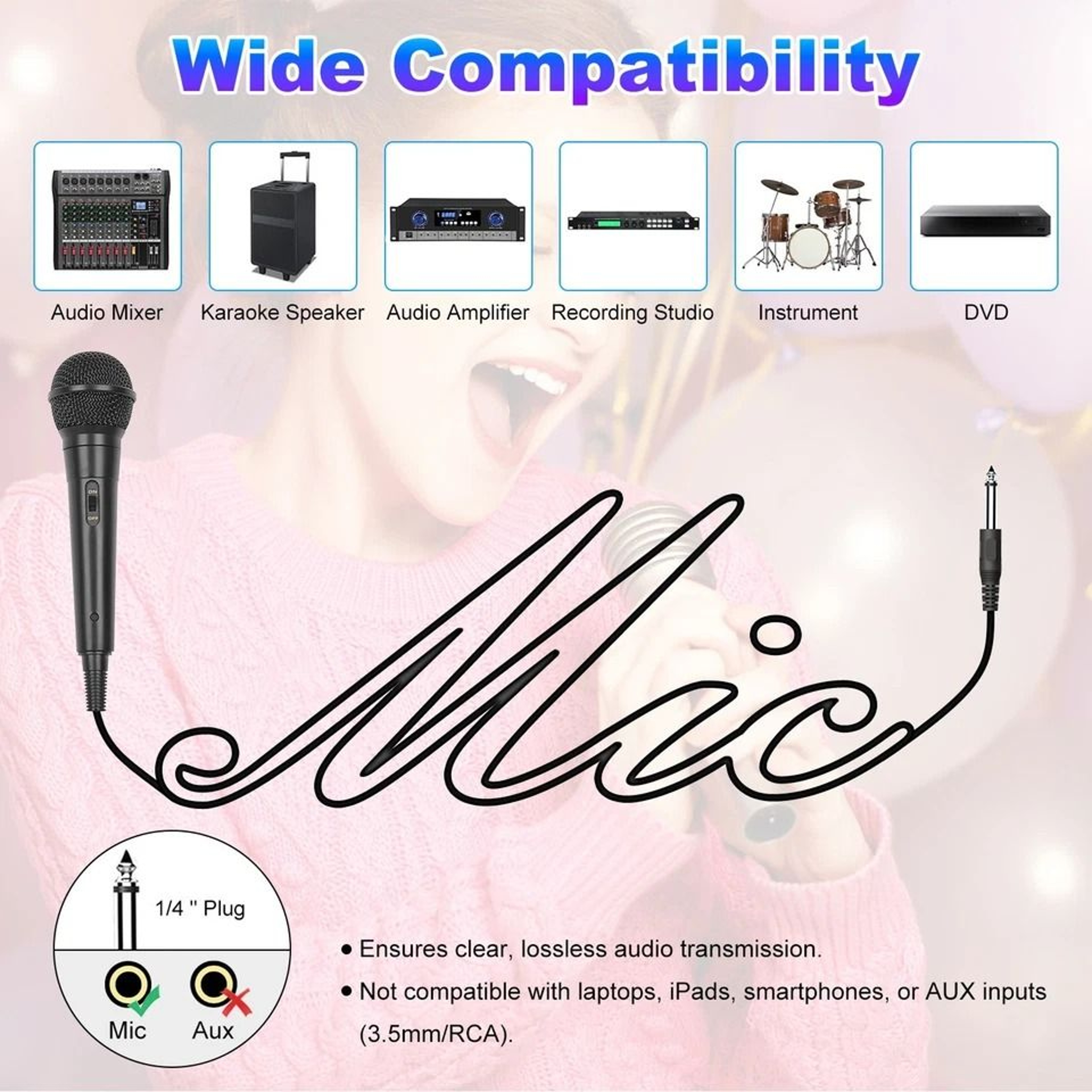 Cardioid Dynamic Wired Microphone Portable Vocal Mic For Singing Perfect For Live Performances 5