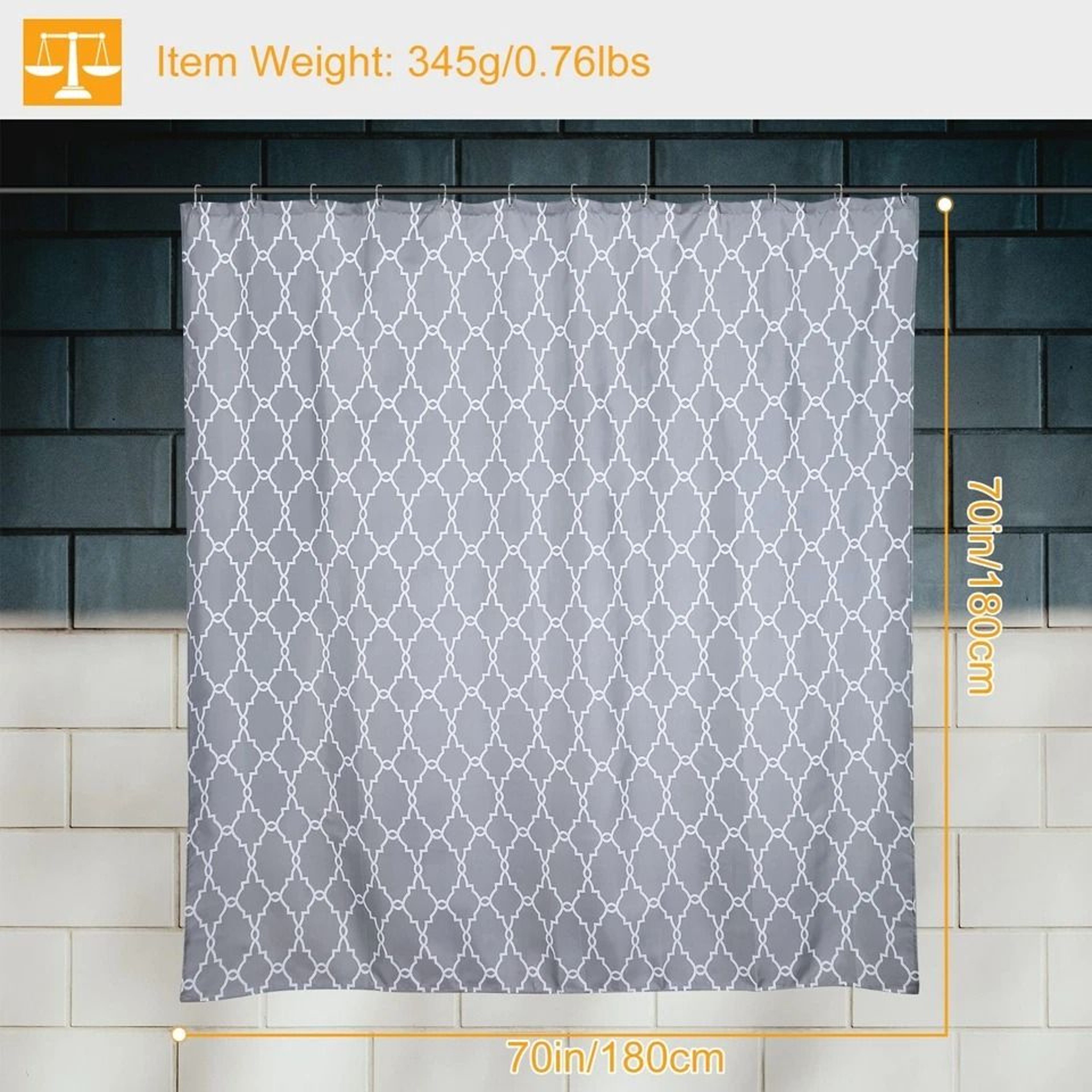 Polyester Shower Curtain Waterproof Bathroom Drapes MildewResistant With EcoFriendly Material 6