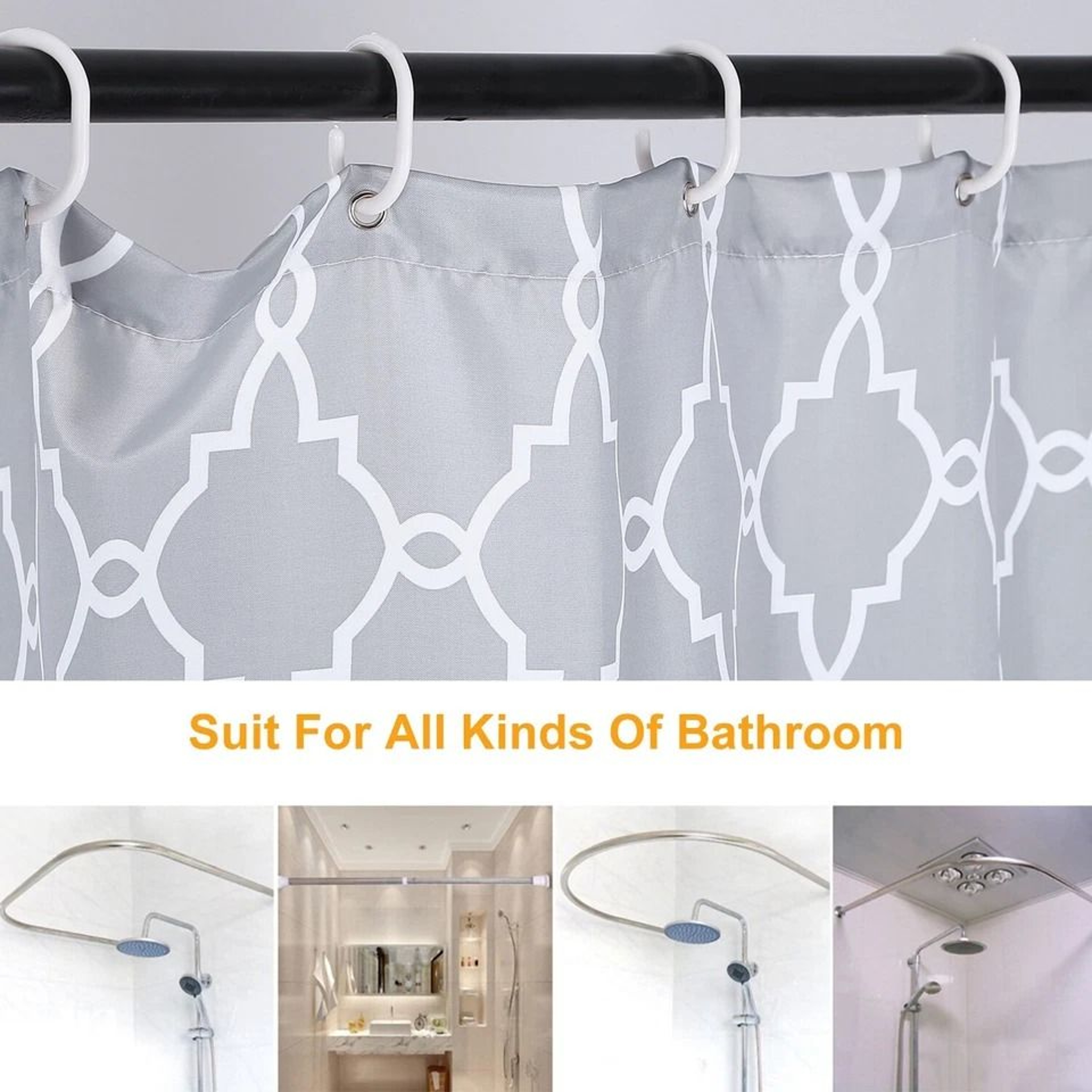 Polyester Shower Curtain Waterproof Bathroom Drapes MildewResistant With EcoFriendly Material 3