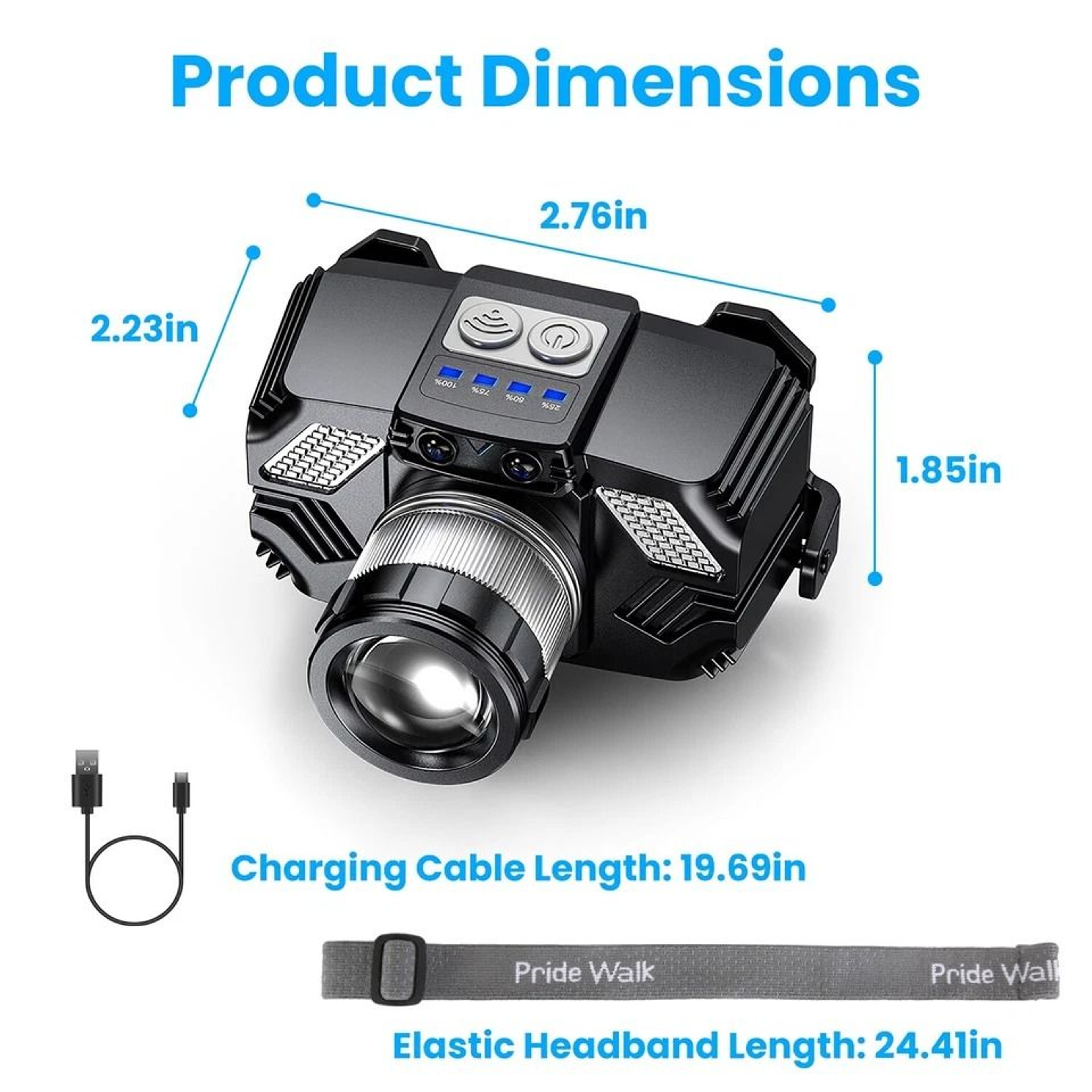 Motion Sensor Activated LED Headlamp Adjustable And Waterproof Lighting Modes Zoom Function 12