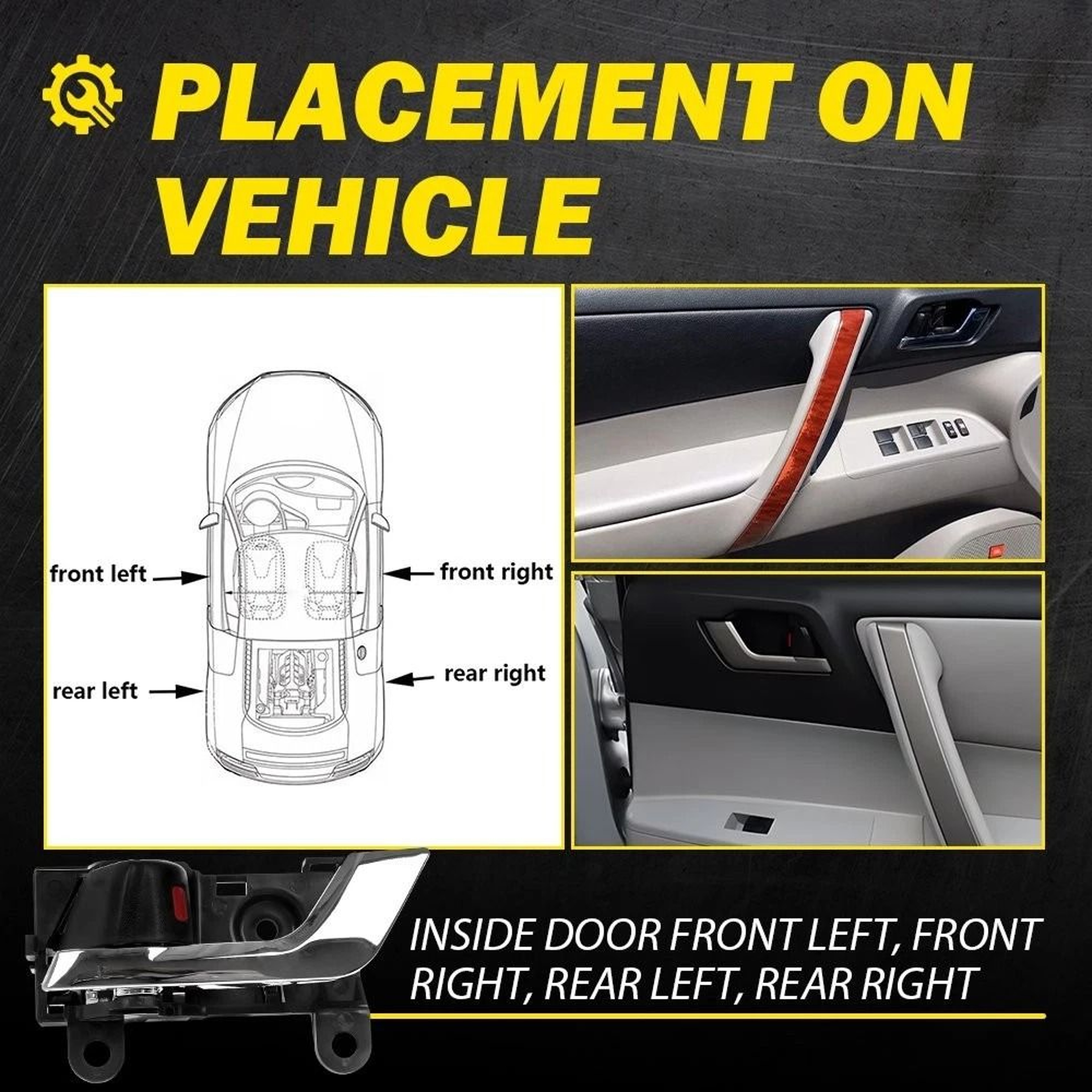 Primed Interior Door Handle FrontRear Right  Left Durable Fitment 6