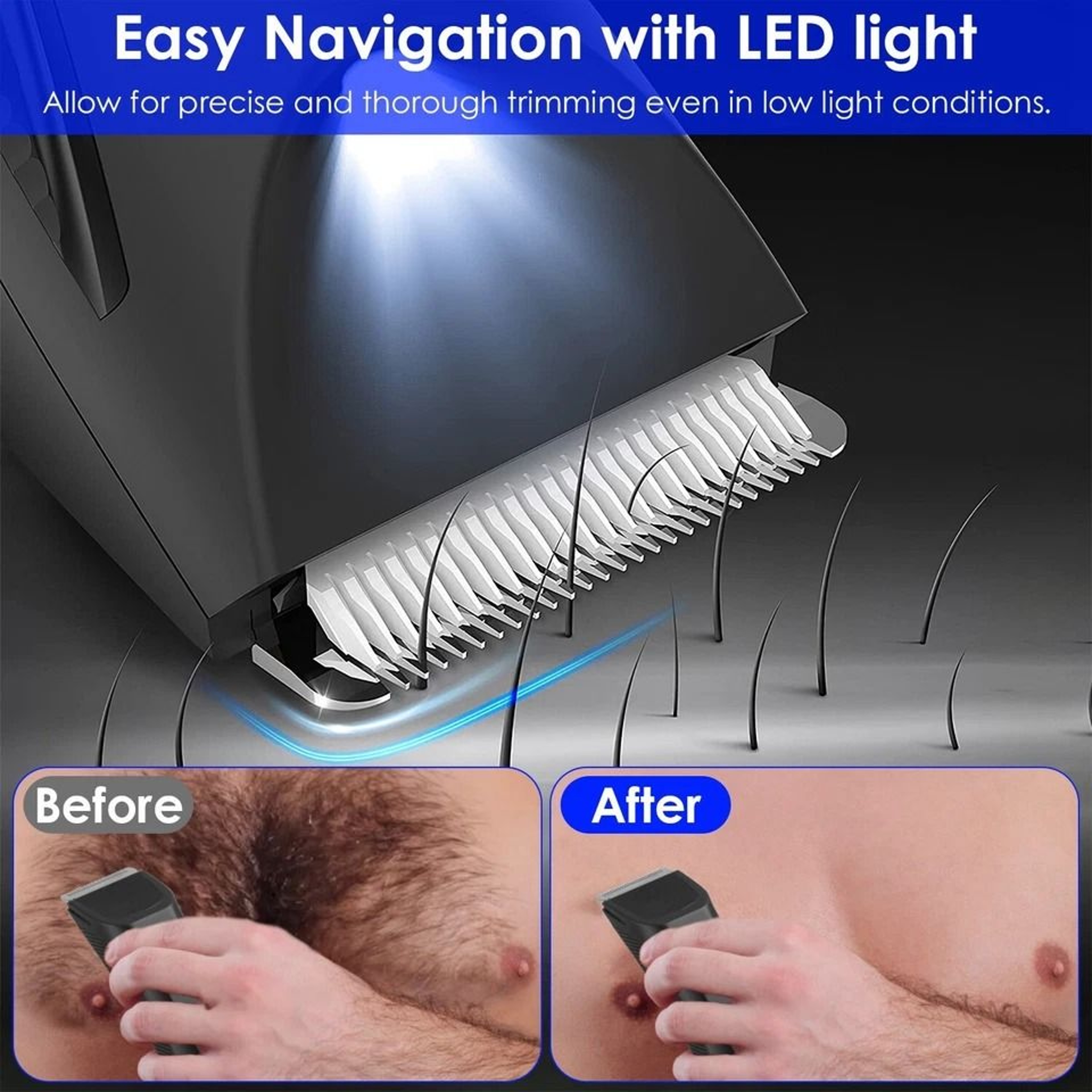 Waterproof Electric Body Trimmer Cordless Beard Shaver Groin  Pubic Hair Grooming For Men Rechargea 6