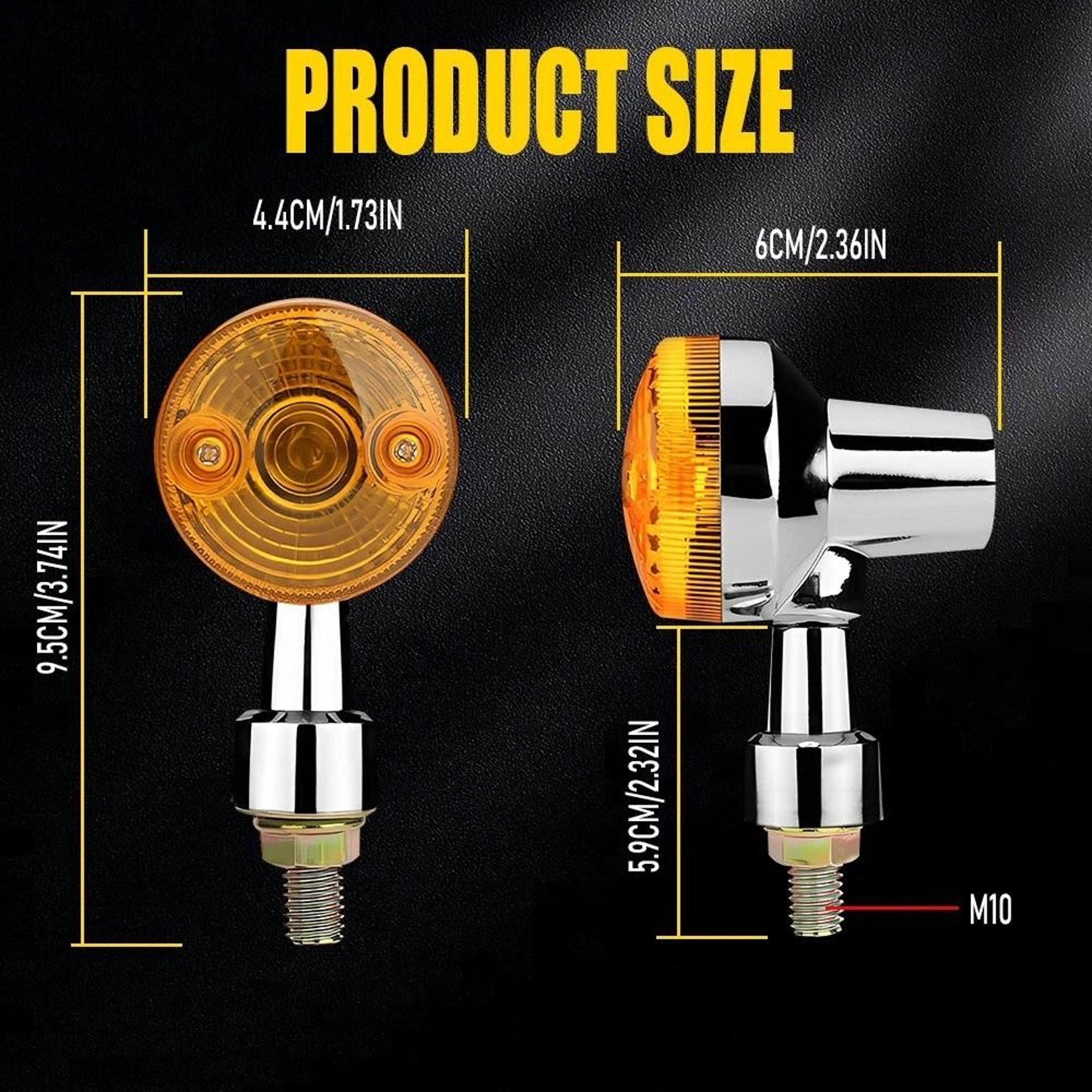 High Waterproof Amber Turn Signal Lights Chrome Thread For Motorcycles 1