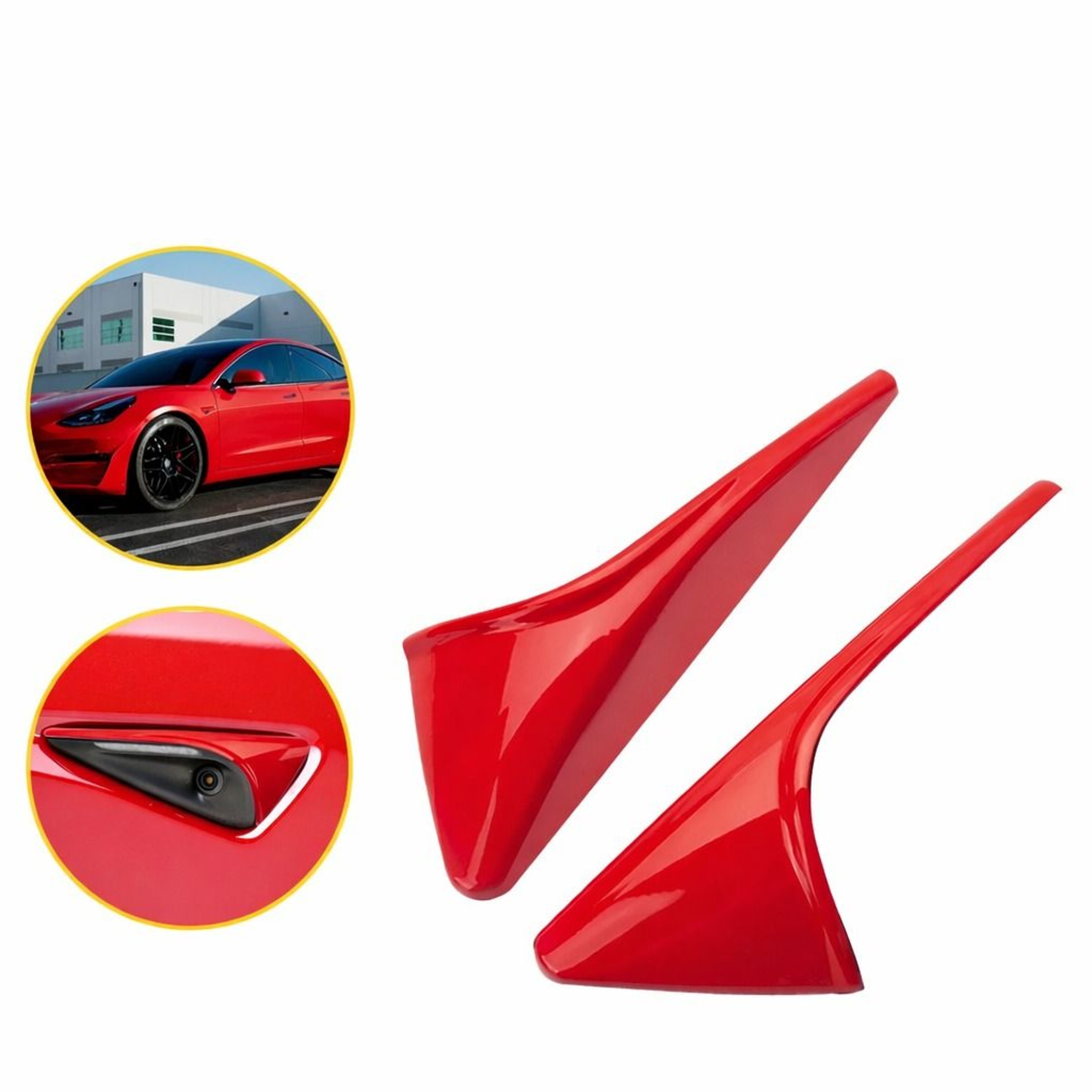 HighPerformance Glossy Red Side Fender Camera Vent Covers Easy Installation 0