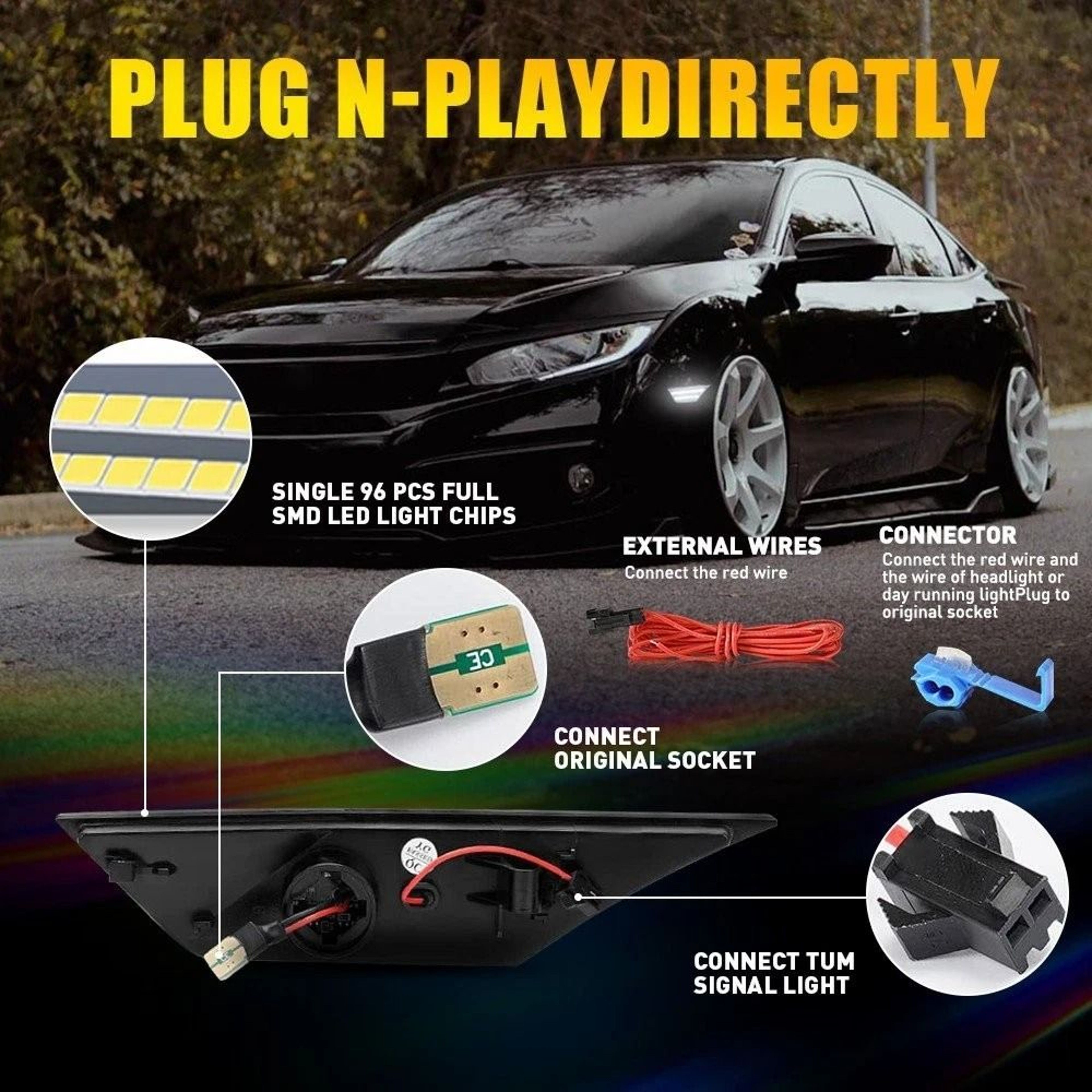 Coupe Clear Lens LED Side Marker Light High Brightness Waterproof EnergySaving 6