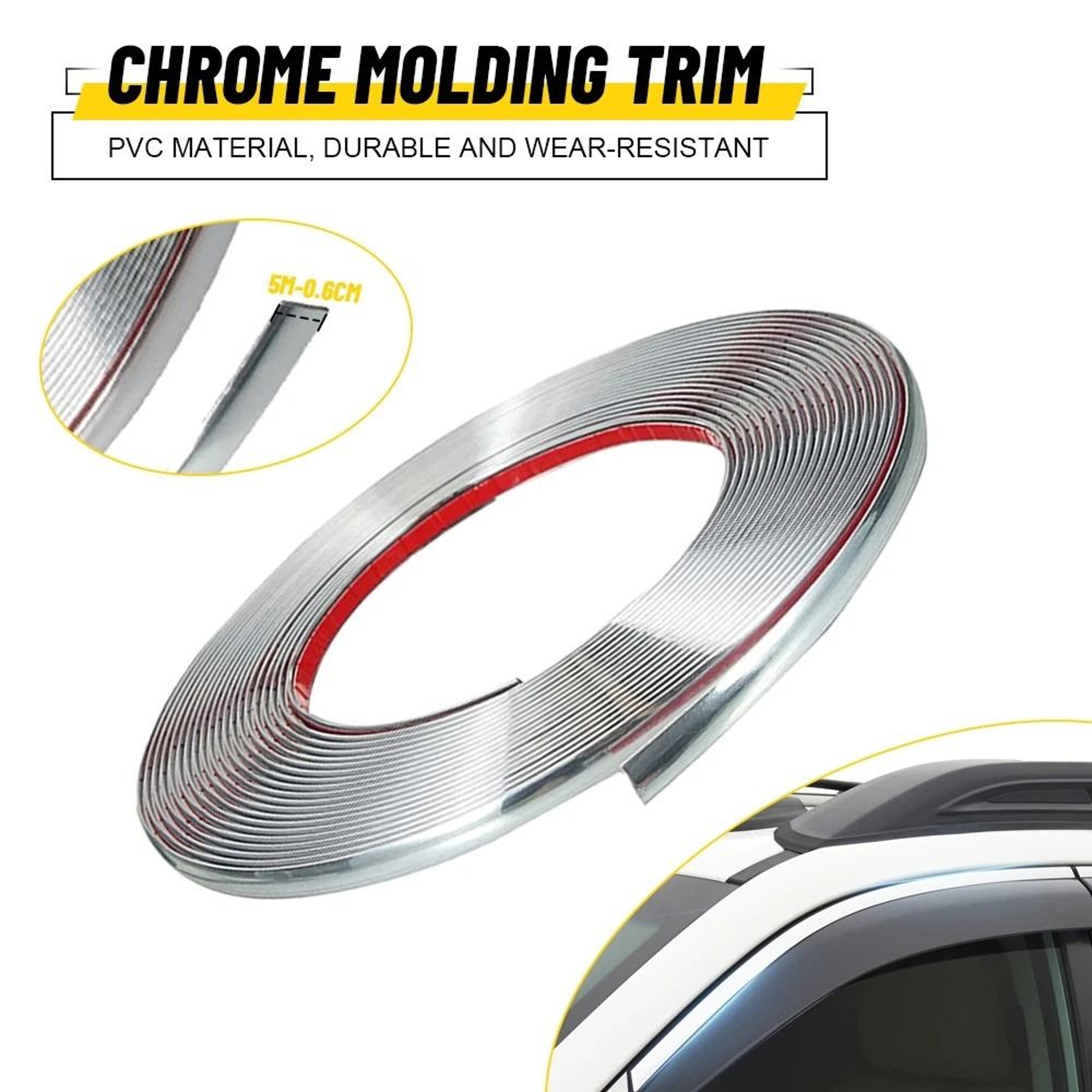 Wide Automotive Chrome Molding Trim Universal Trunk Body Side Bumper Strip 1