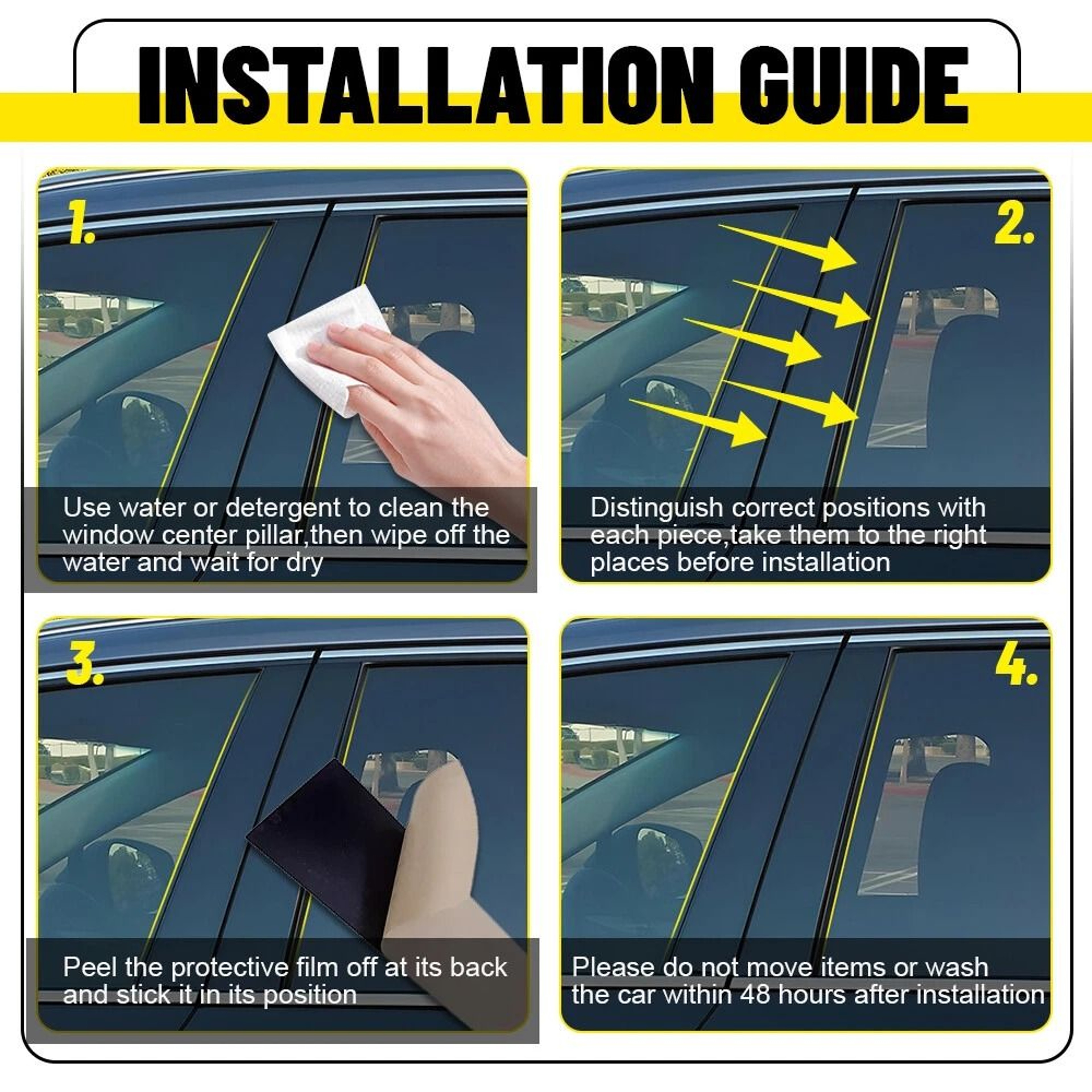 Gloss Black Door Window Trim Cover Pillar Posts 7
