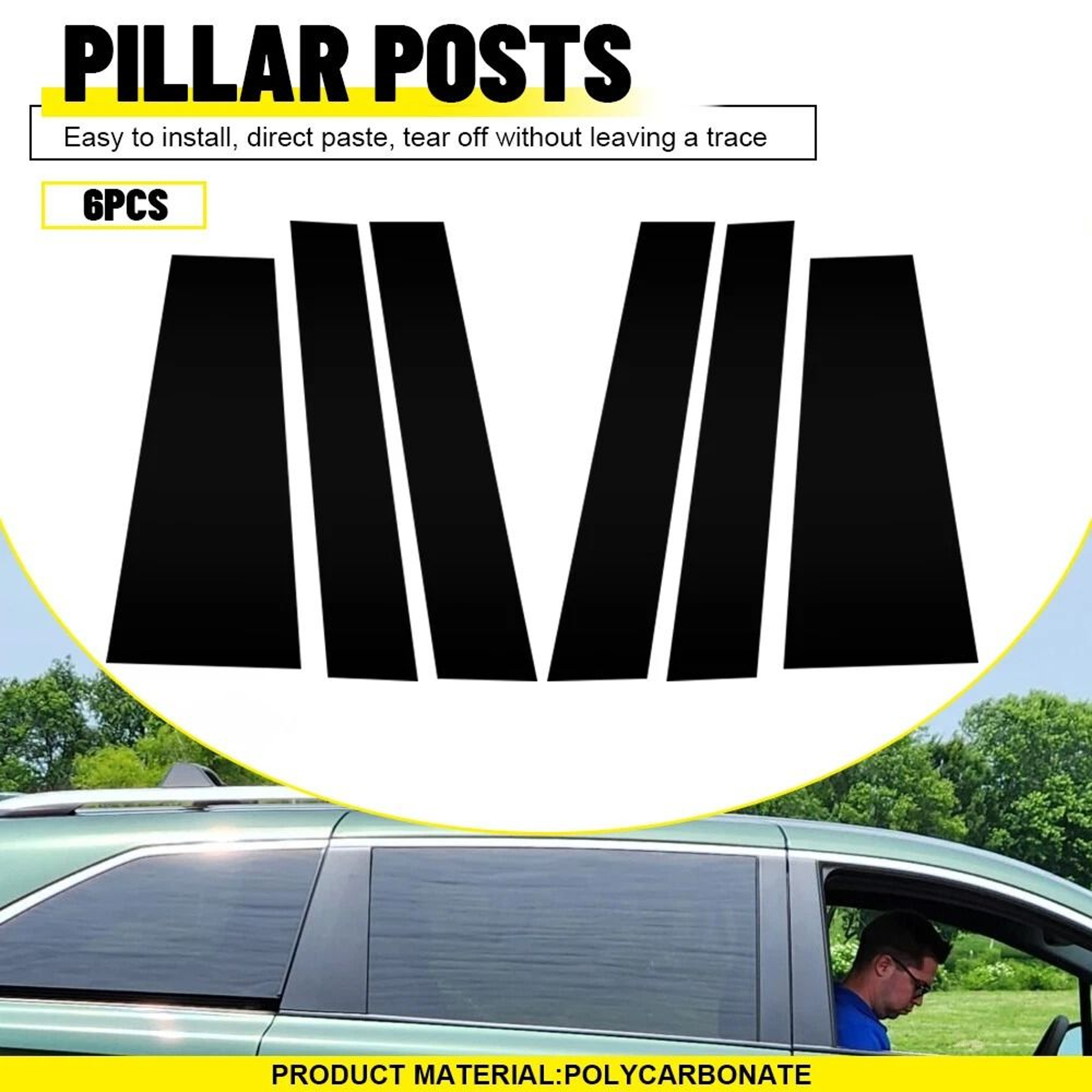 Gloss Black Door Window Trim Cover Pillar Posts 11