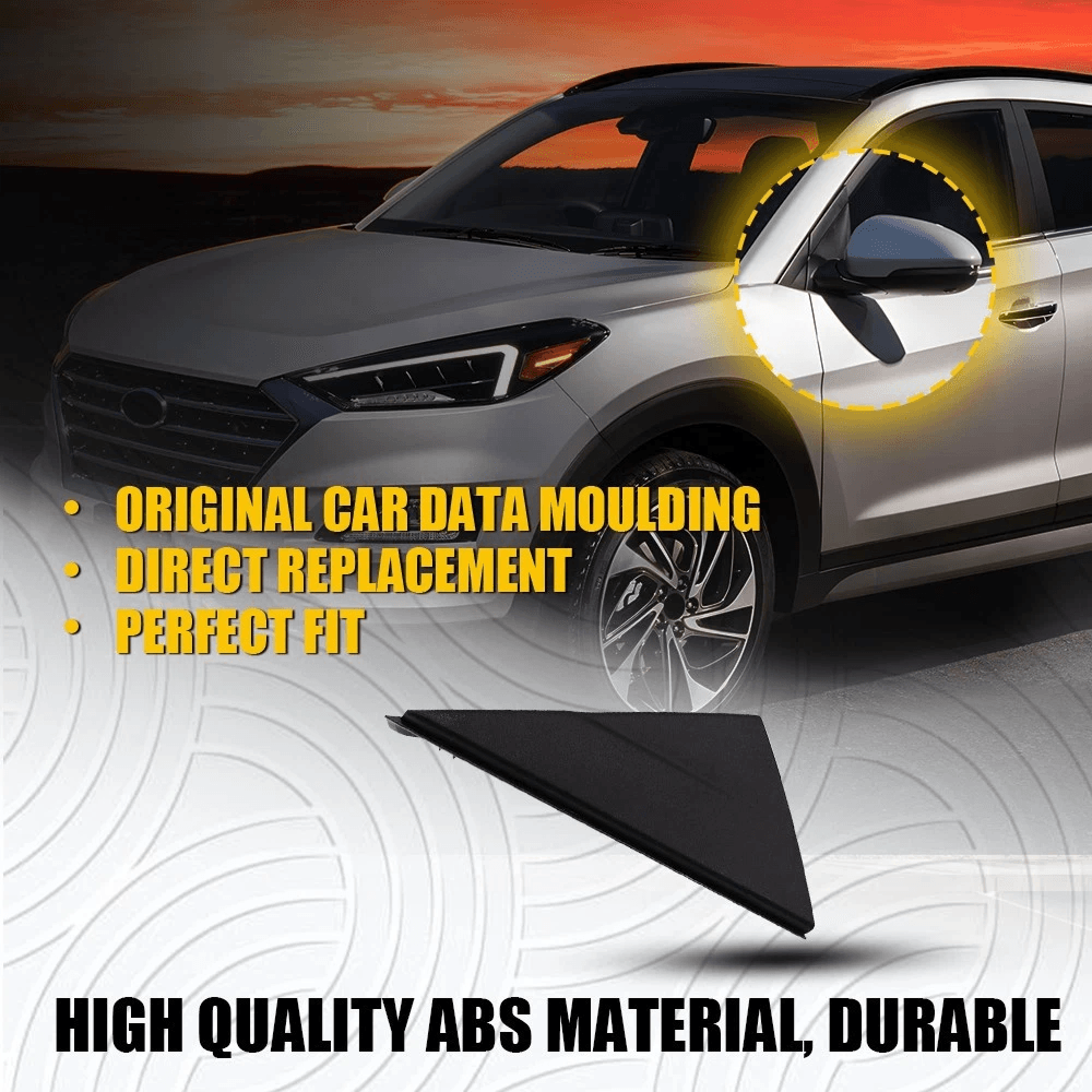 Tucson LH Side Pillar Trim Mirror Corner Molding  Premium Quality Trim Upgrade 4