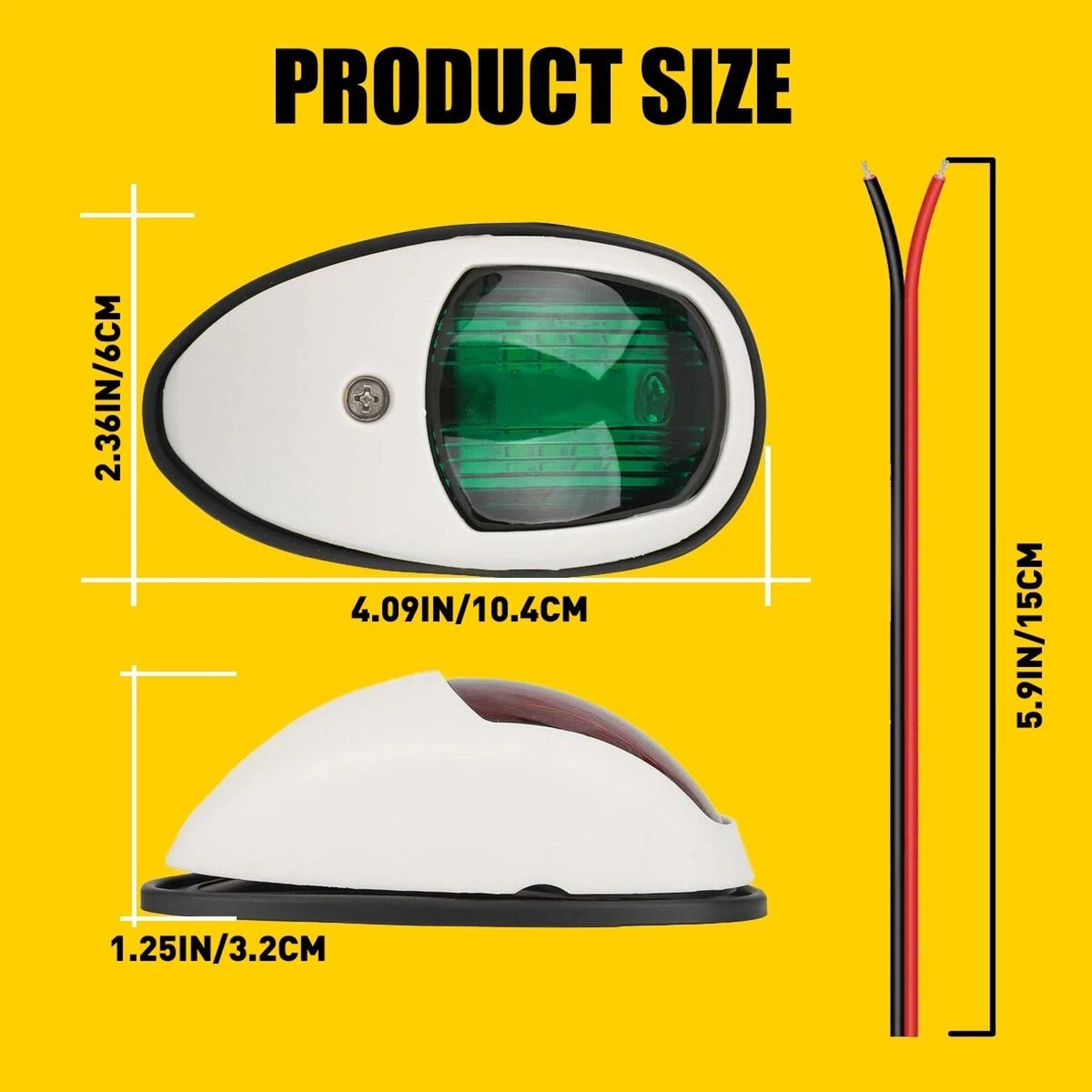 Marine Bow Light Lamp Pair Red  Green LED Navigation Lights For Boat Pontoon Waterproof LED Boat Li