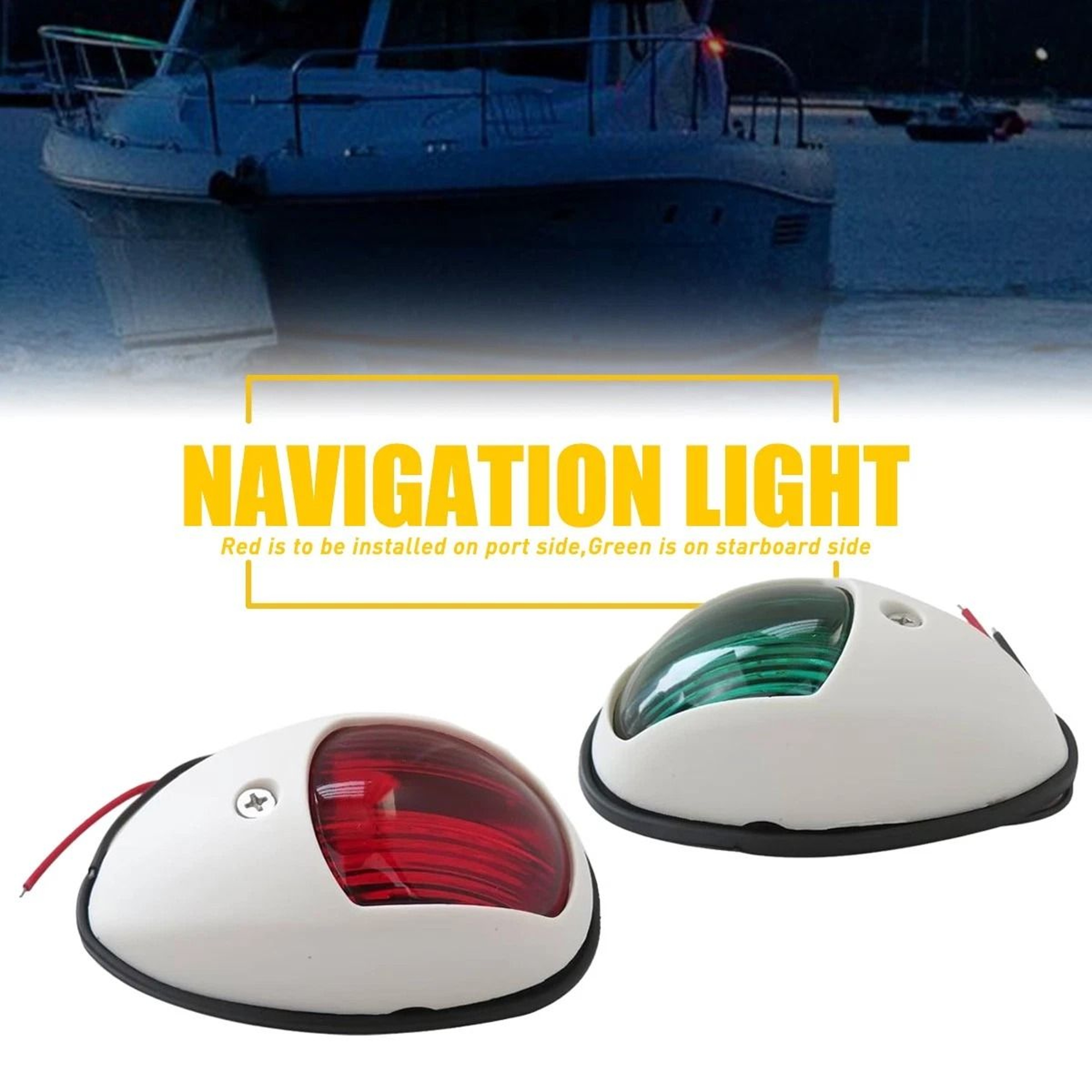 Marine Bow Light Lamp Pair Red  Green LED Navigation Lights For Boat Pontoon Waterproof LED Boat Li