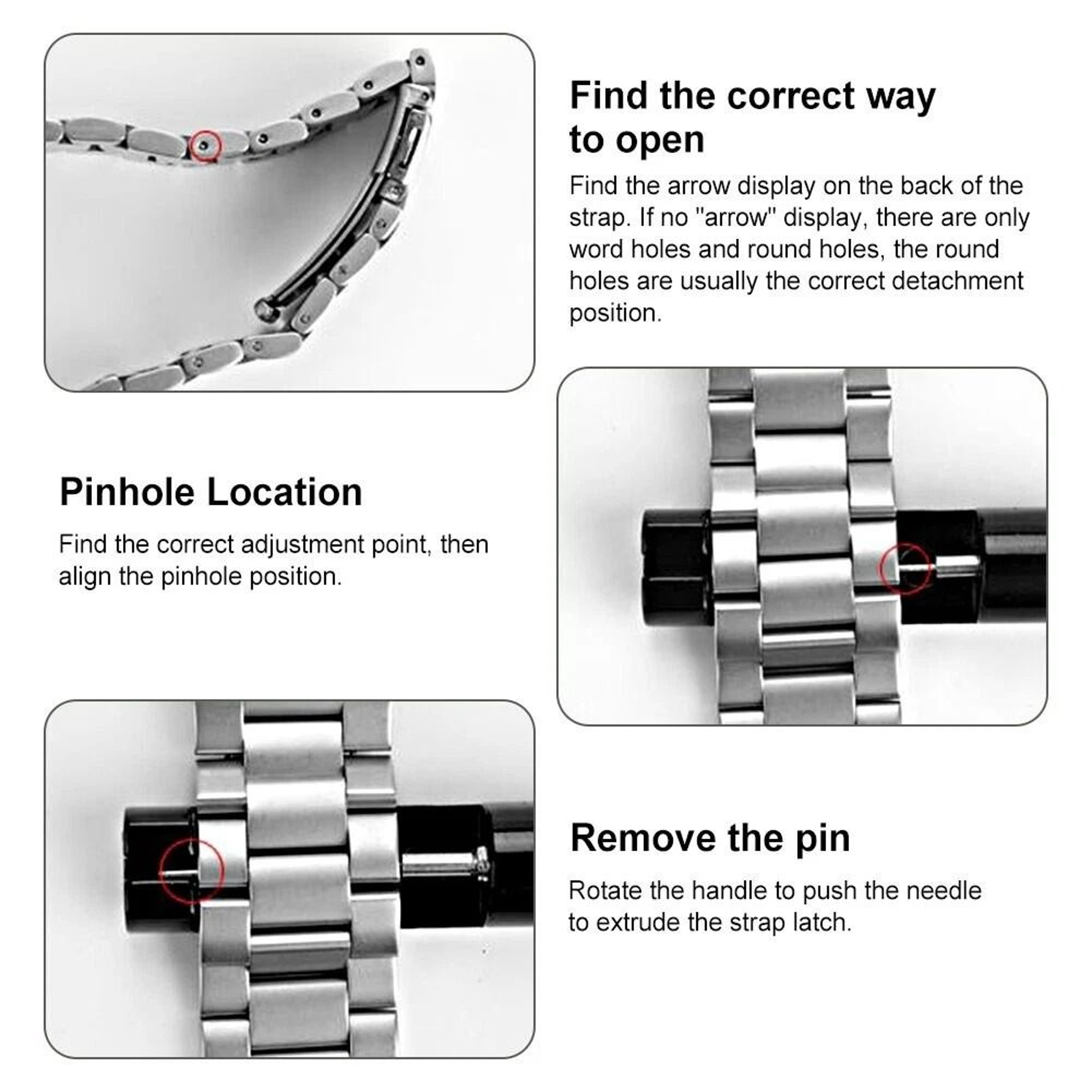 Adjustable Metal Watch Band Strap Link Pin Remover Kit Watch Repair Tool Bracelet Link Remover For  1