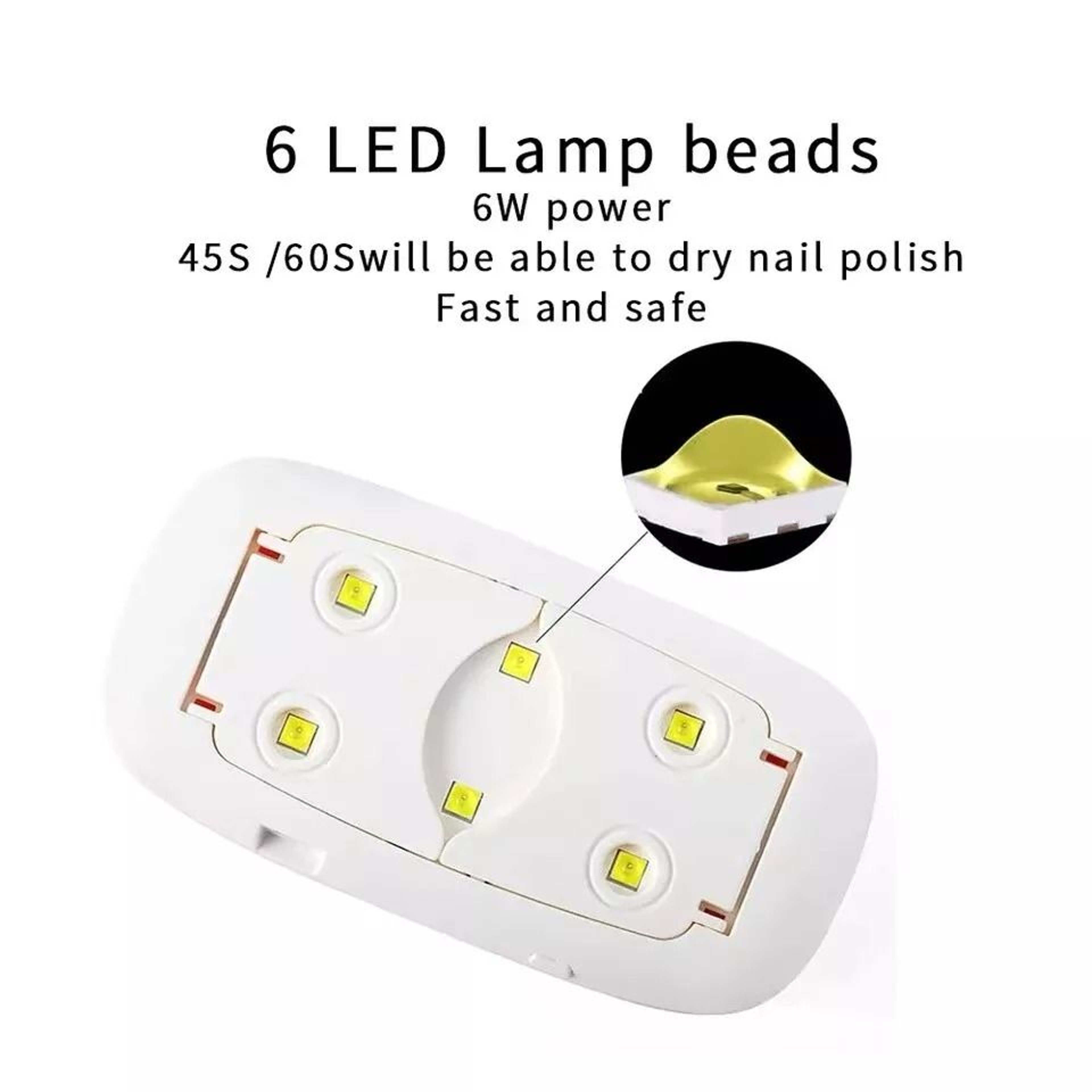 LED Light SUN Mini Nails Lamp Portable UV Nail Dryer For Gel Nails 6W 2