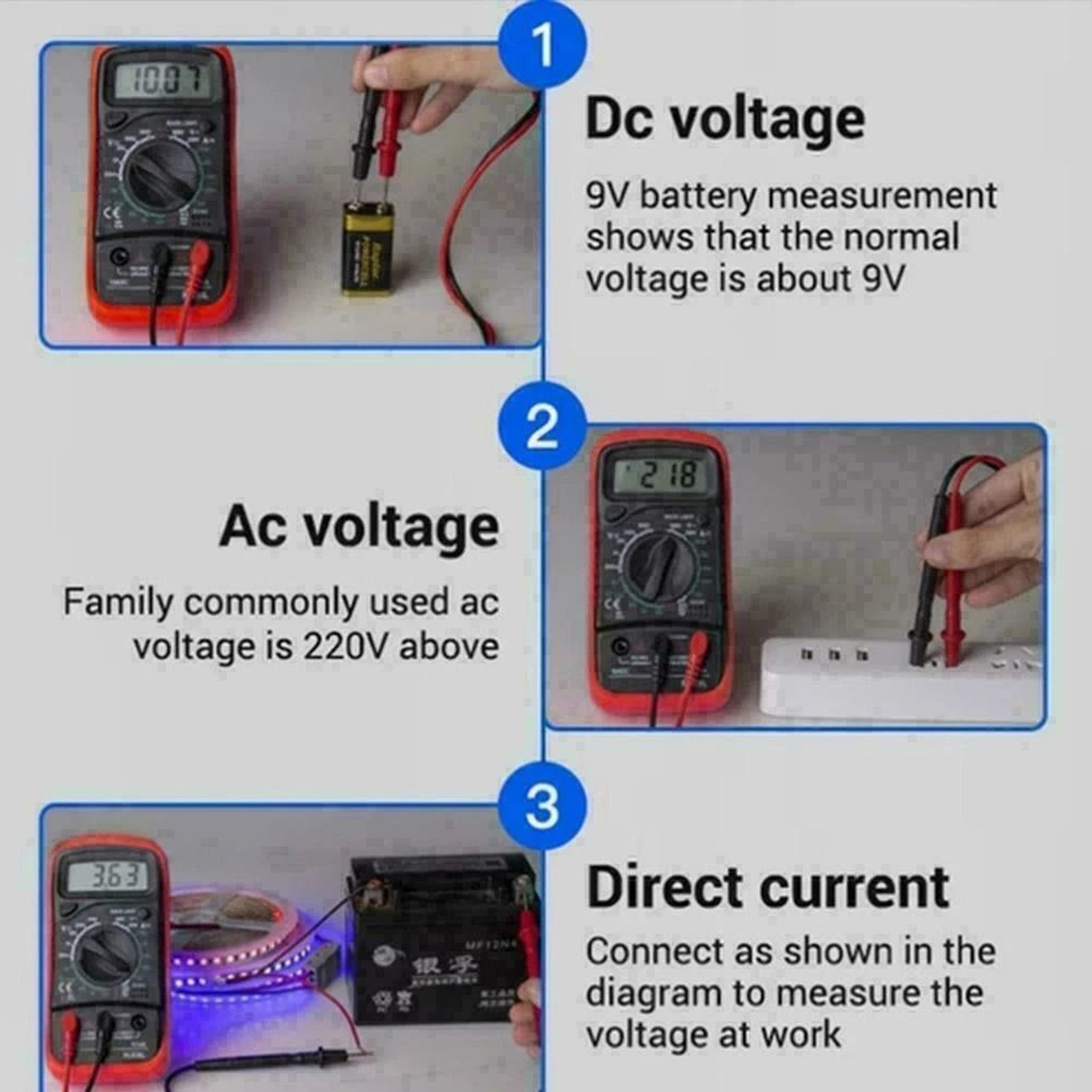 AC DC Digital Multimeter Volt Tester Meter Ammeter Ohmmeter For Home And Professional Use 7