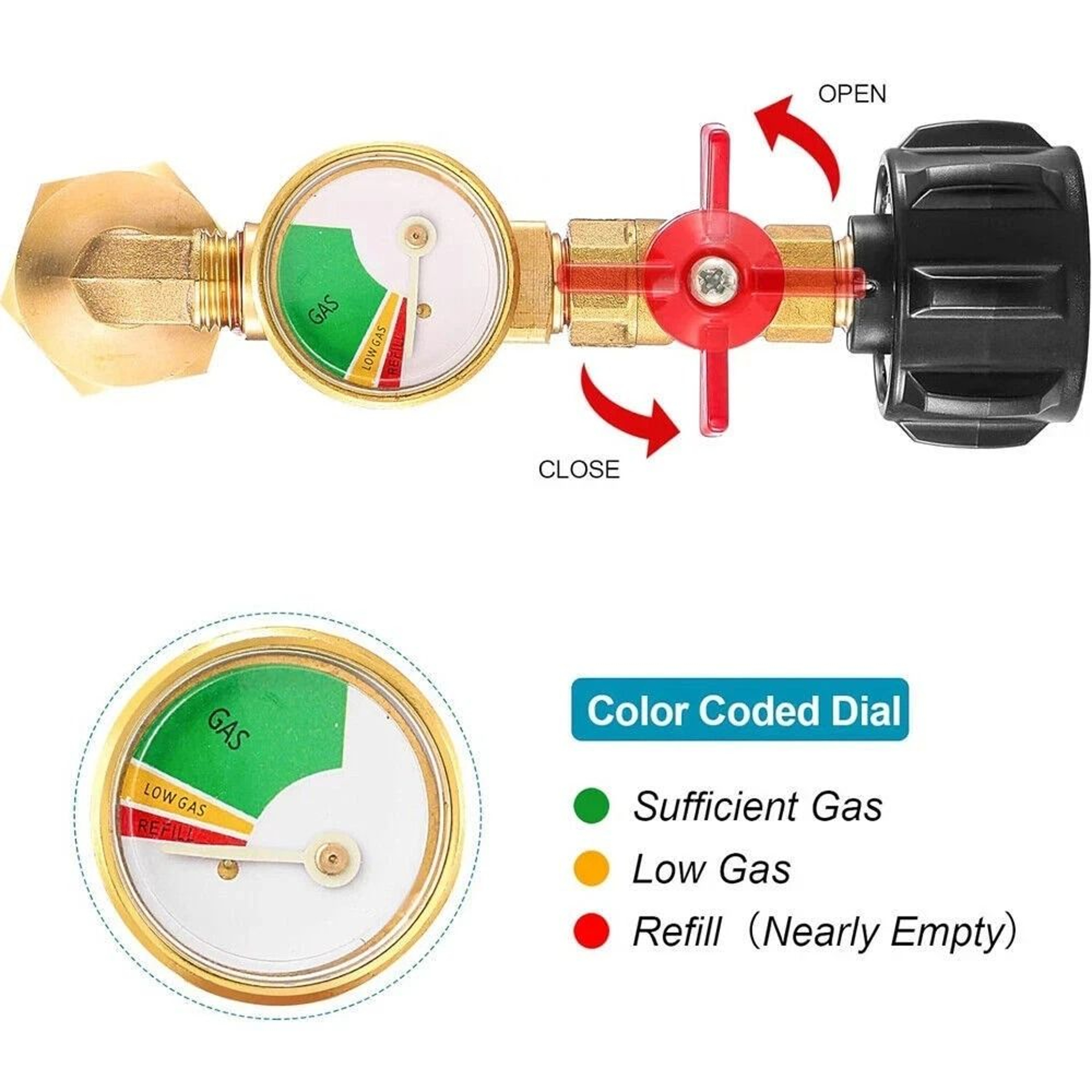 Tank Propane Refill Adapter Adapter With Gauge And ON Off Control Valve 4