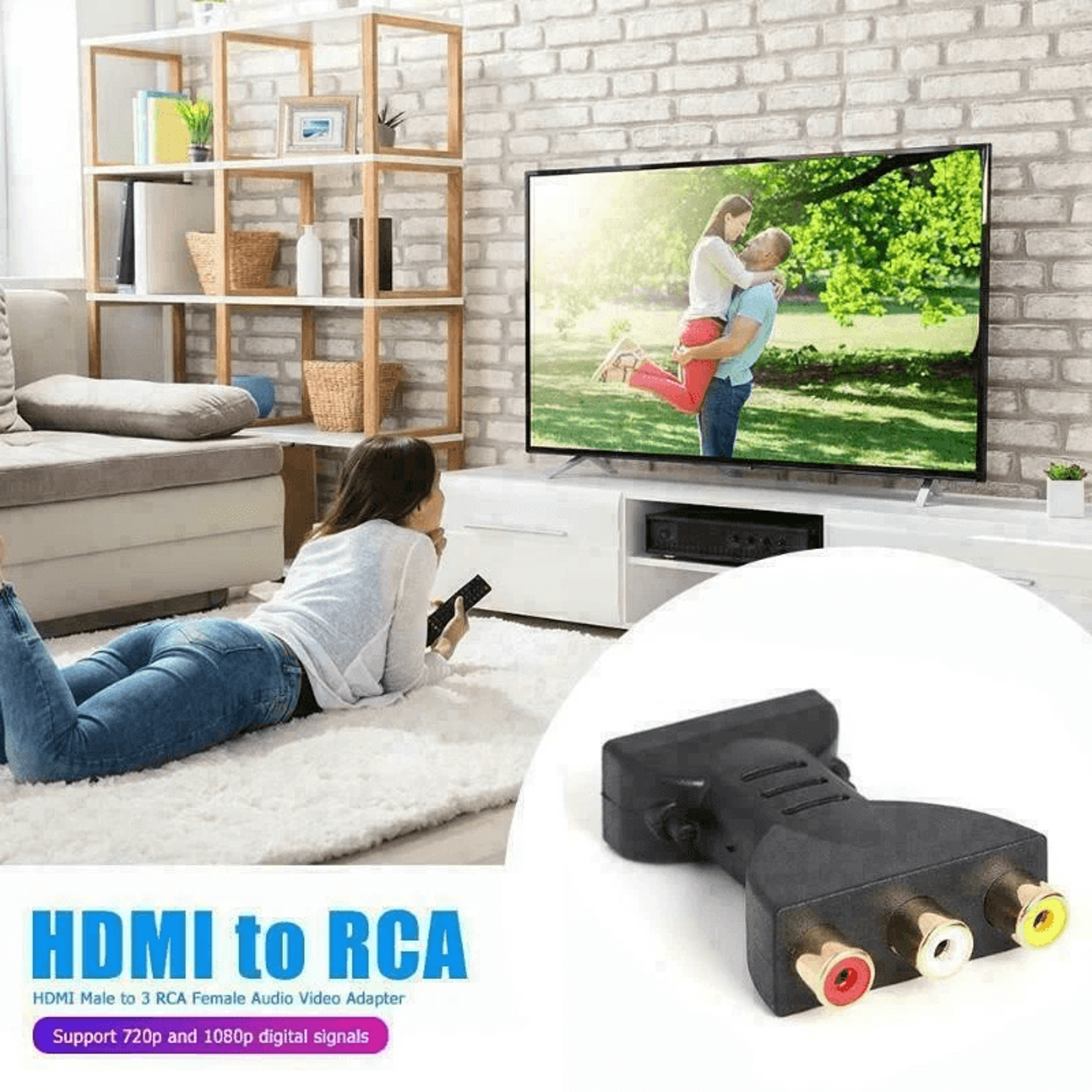 HDMI Male To RCA Female Composite AV Video Audio Adapter Converter For TV PC 1