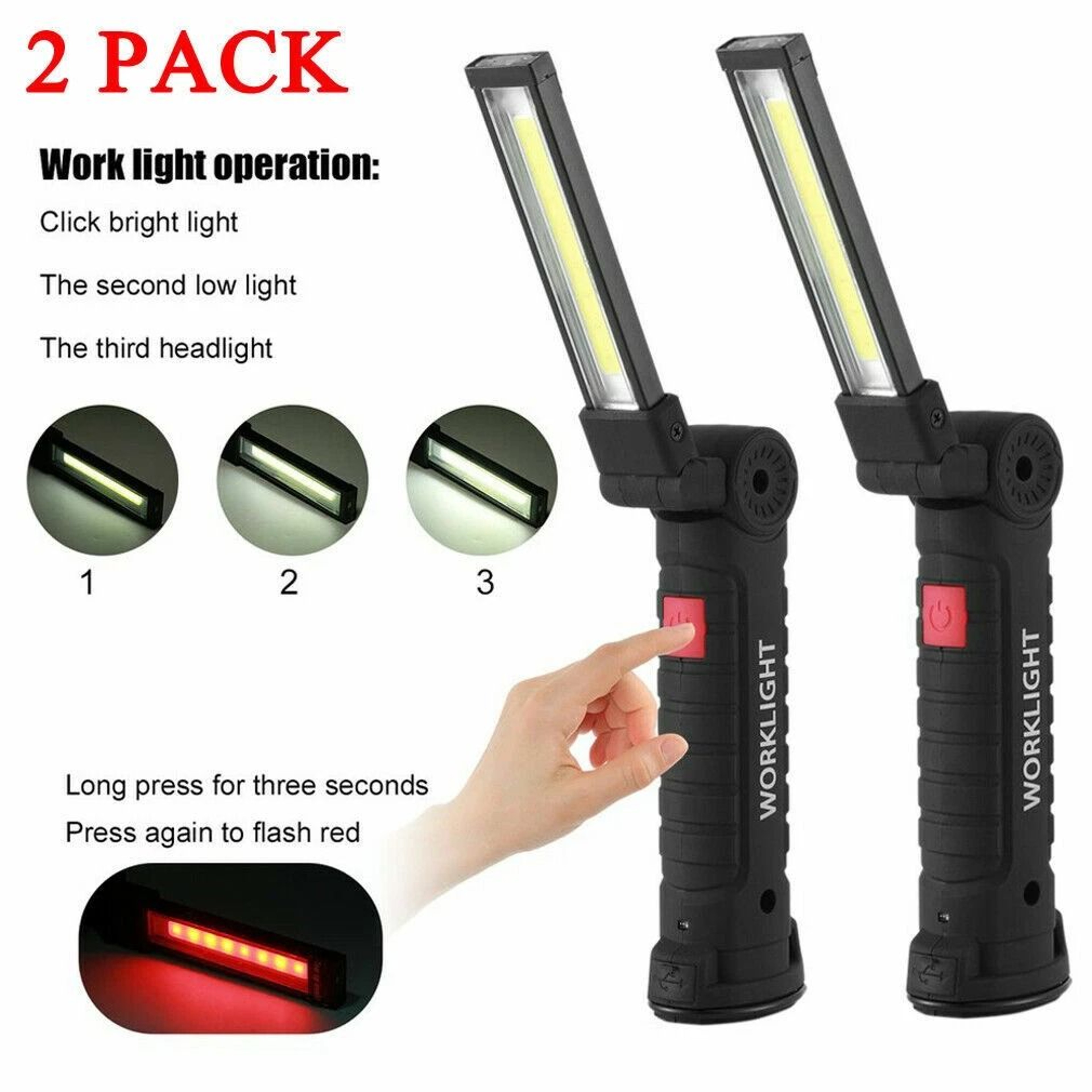 LED Work Light Lamp USB Rechargeable COB Flashlight Torch Compact Inspection Light For Garage Campi 11