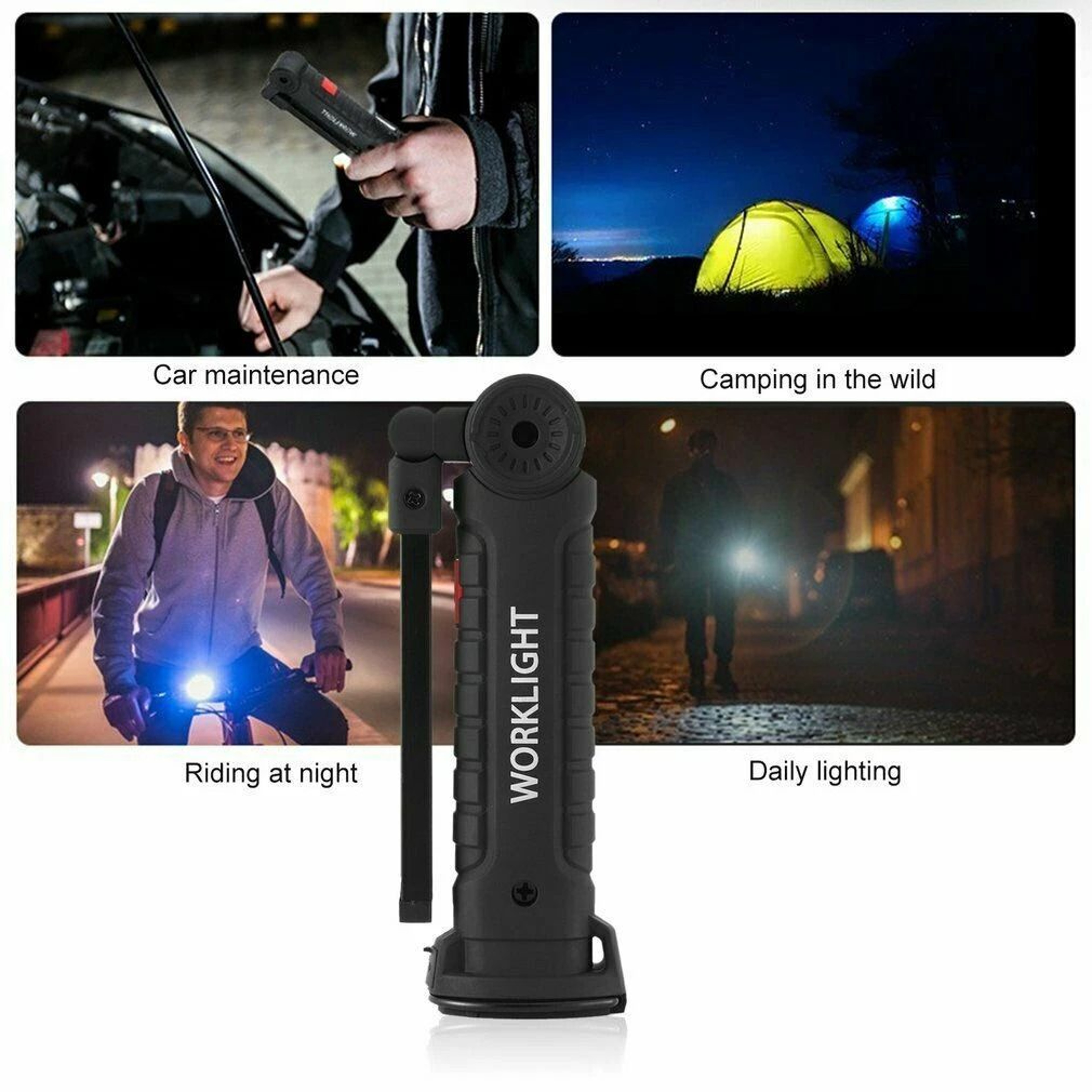LED Work Light Lamp USB Rechargeable COB Flashlight Torch Compact Inspection Light For Garage Campi 7